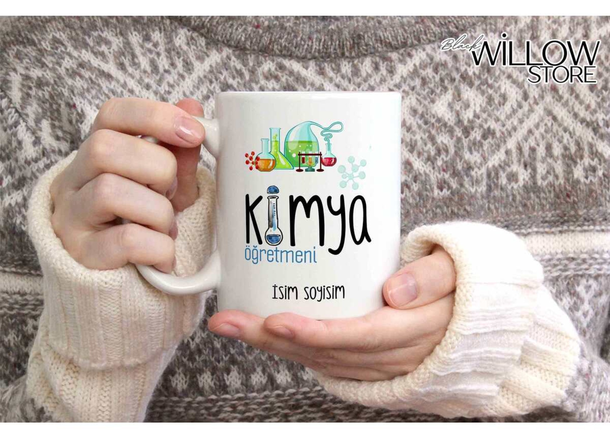 KİMYA ÖĞRETMENİ TEMALI KİŞİYE ÖZEL SERAMİK KUPA BARDAK