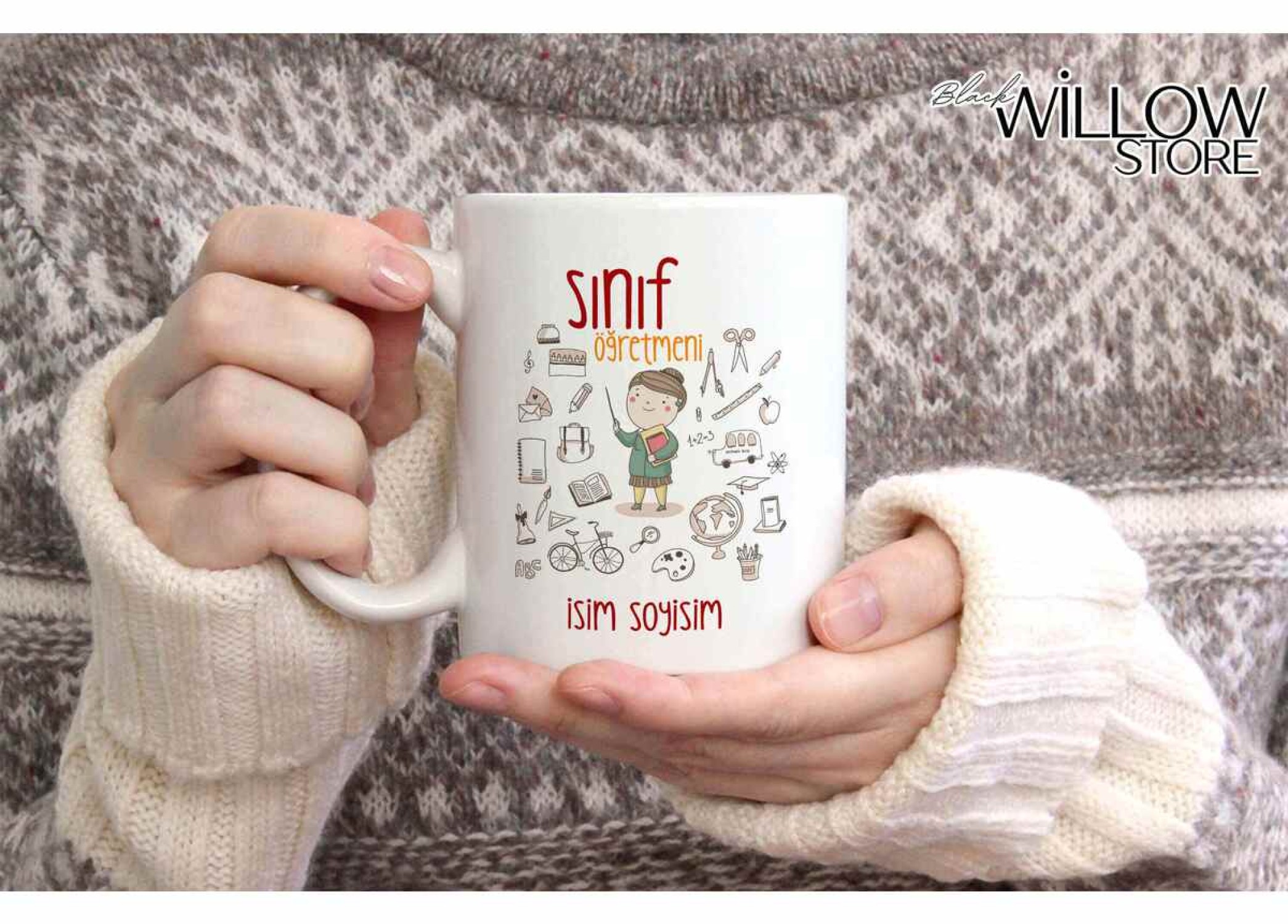 SINIF ÖĞRETMENİ TEMALI KİŞİYE ÖZEL SERAMİK KUPA BARDAK-2