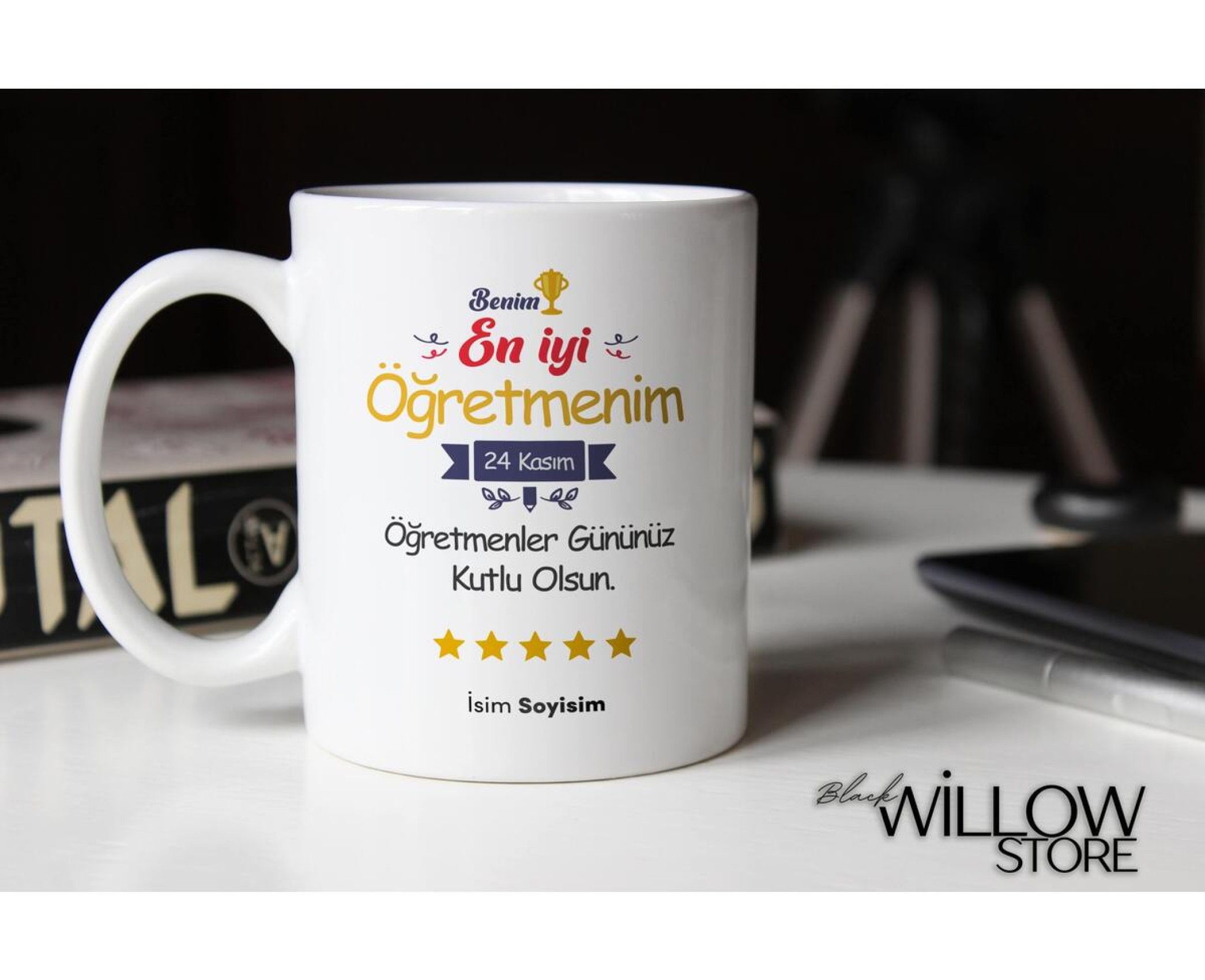 ÖĞRETMENLER GÜNÜ TEMALI KİŞİYE ÖZEL SERAMİK KUPA BARDAK