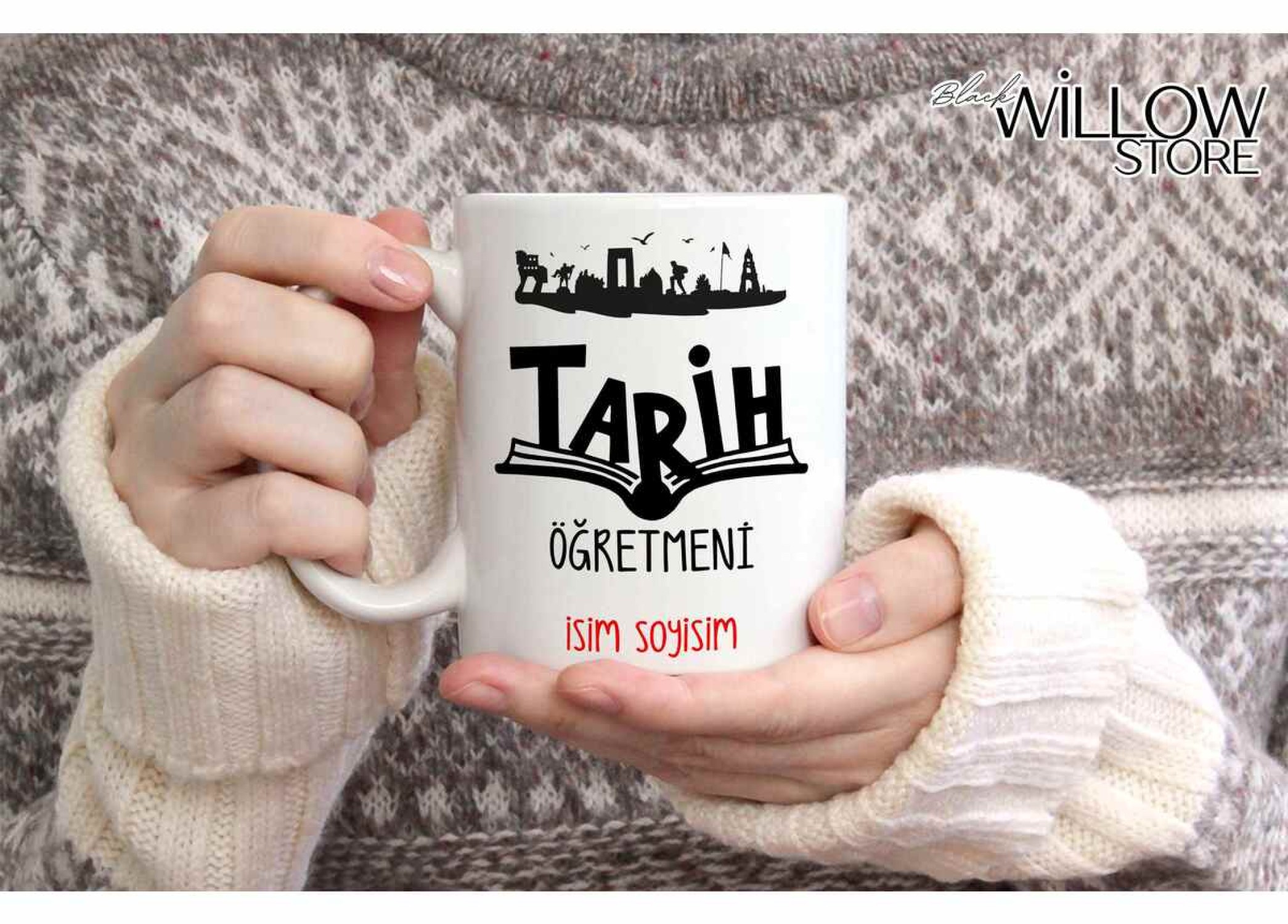 TARİH ÖĞRETMENİ TEMALI KİŞİYE ÖZEL SERAMİK KUPA BARDAK-5