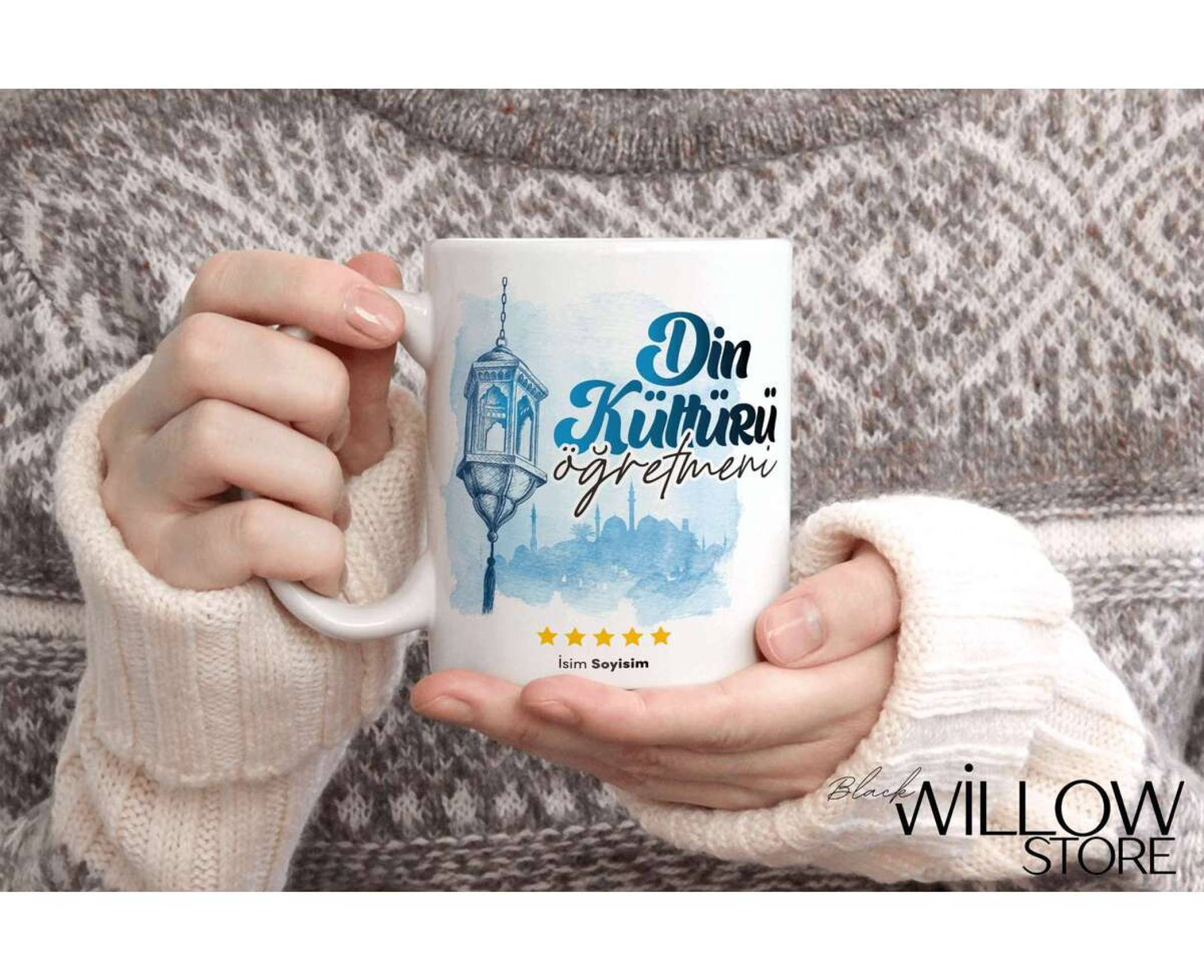 DİN ÖĞRETMENİ TEMALI KİŞİYE ÖZEL SERAMİK KUPA BARDAK