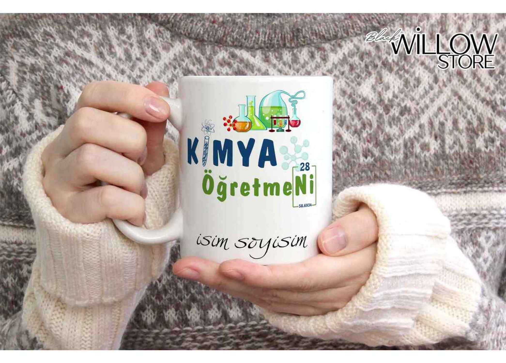 KİMYA ÖĞRETMENİ TEMALI KİŞİYE ÖZEL SERAMİK KUPA BARDAK