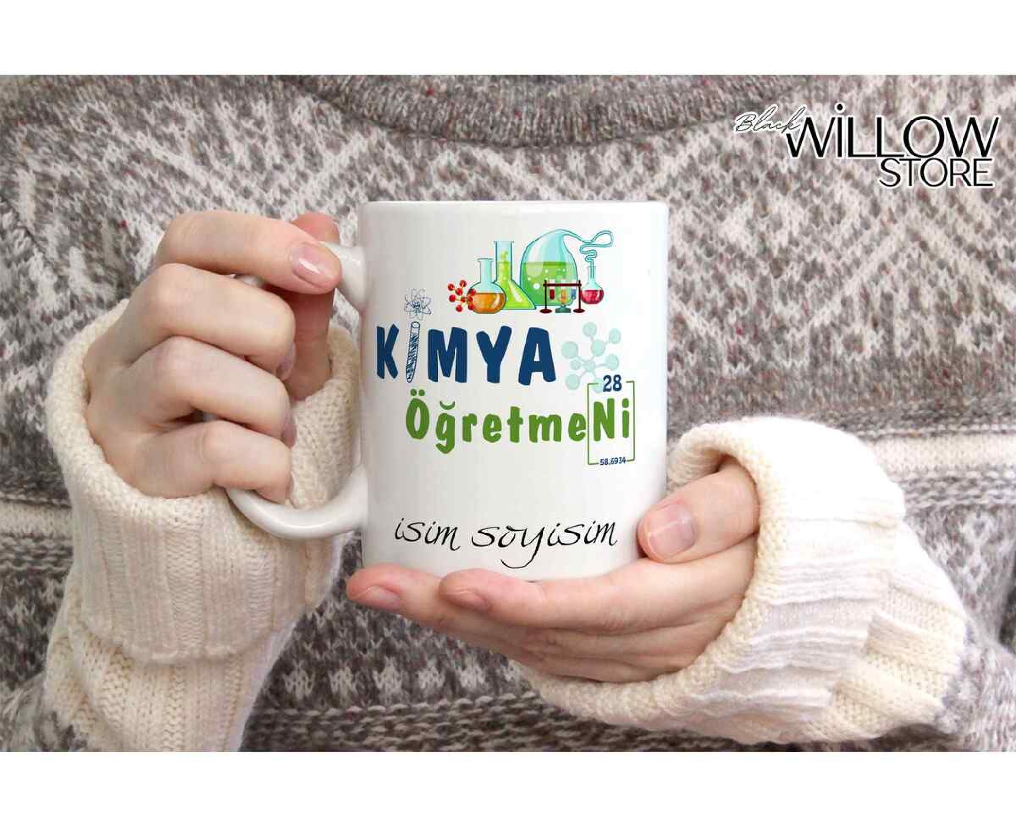KİMYA ÖĞRETMENİ TEMALI KİŞİYE ÖZEL SERAMİK KUPA BARDAK