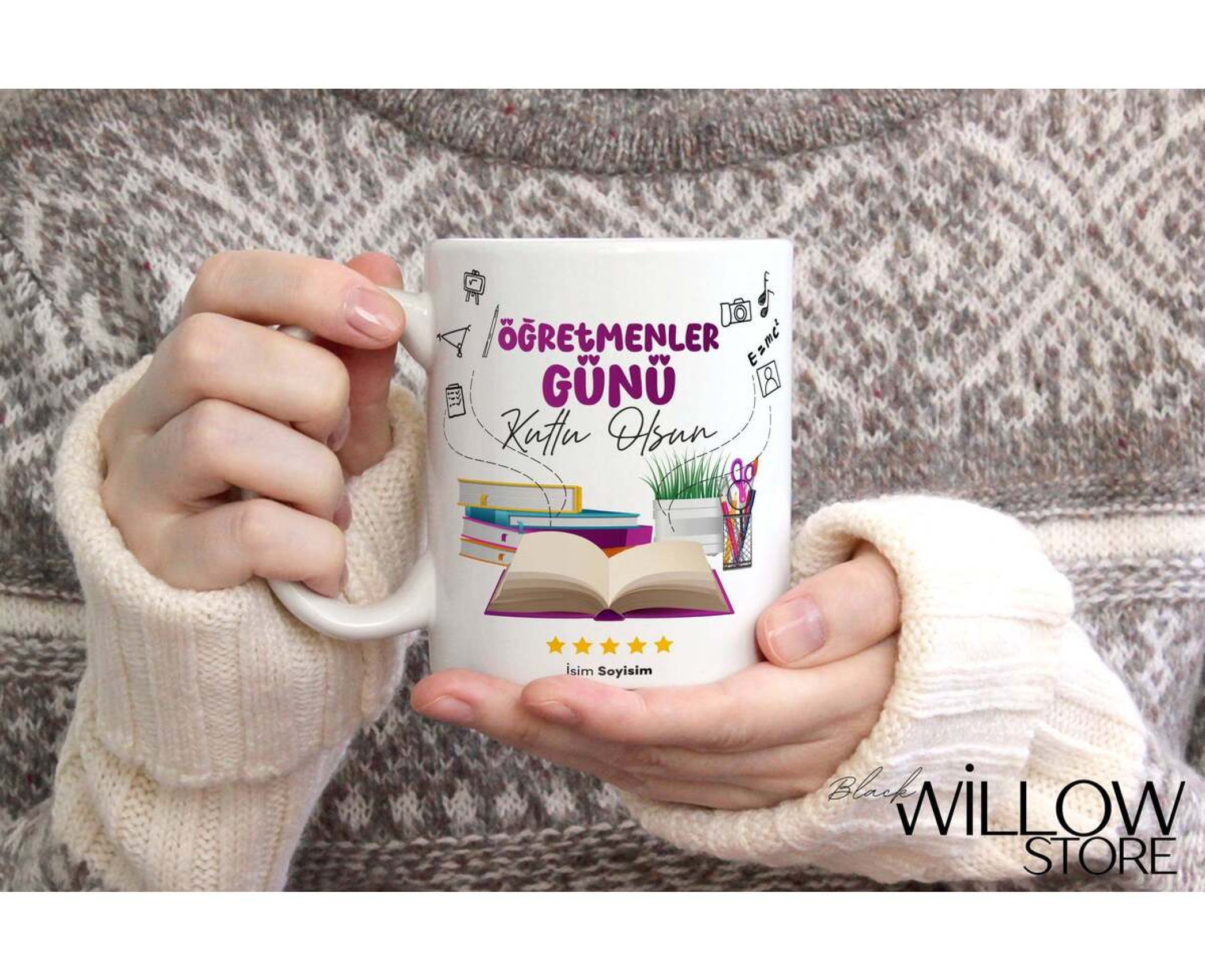 ÖĞRETMENLER GÜNÜ TEMALI KİŞİYE ÖZEL SERAMİK KUPA BARDAK