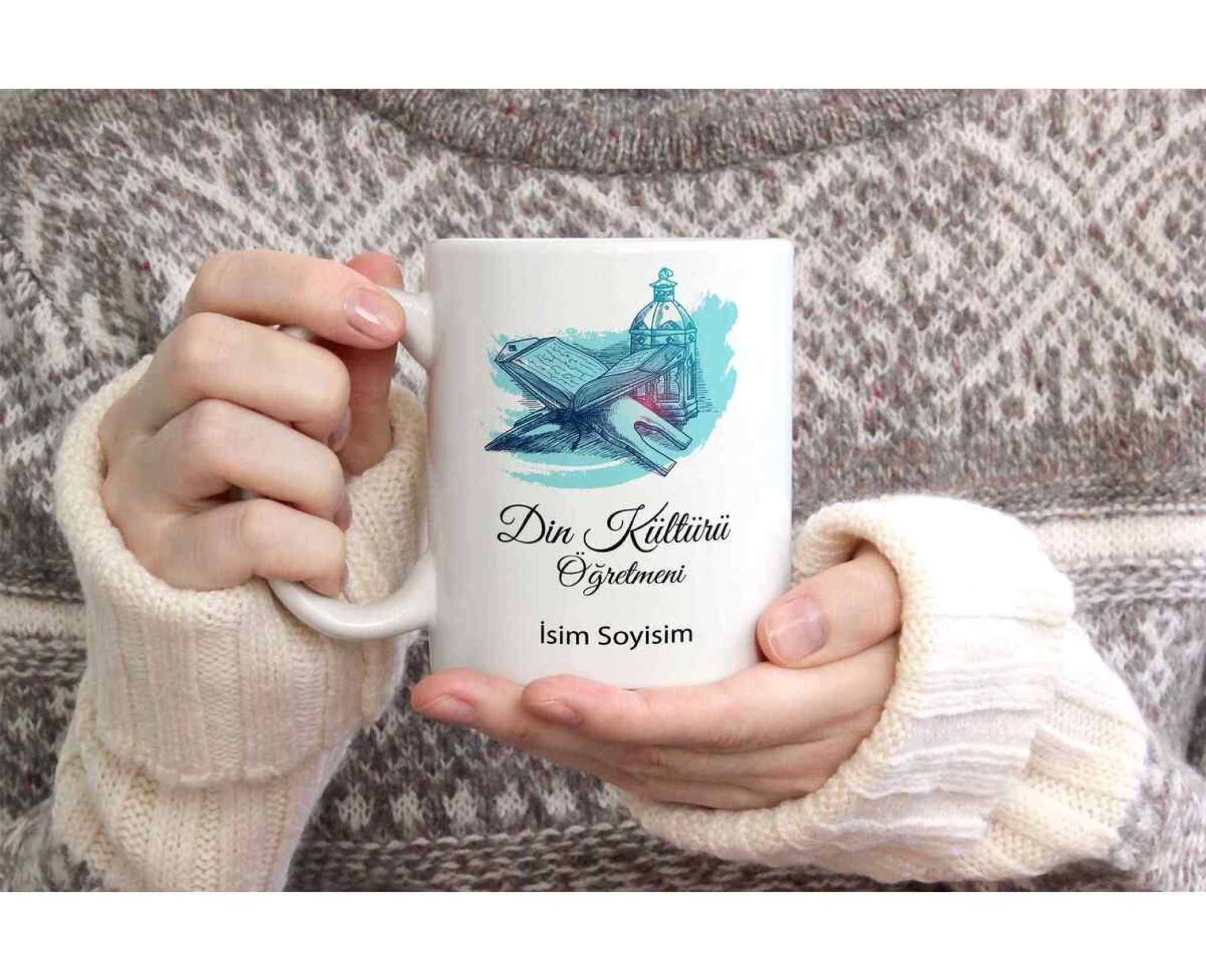 DİN ÖĞRETMENİ TEMALI KİŞİYE ÖZEL SERAMİK KUPA BARDAK