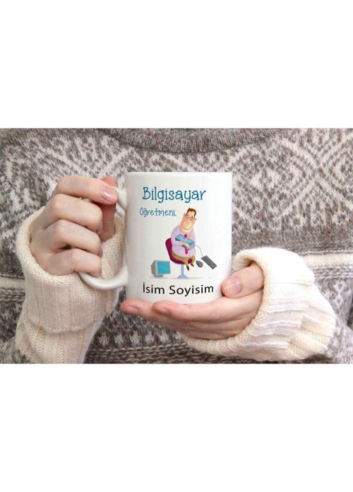 BİLGİSAYAR ÖĞRETMENİ TEMALI KİŞİYE ÖZEL SERAMİK KUPA BARDAK