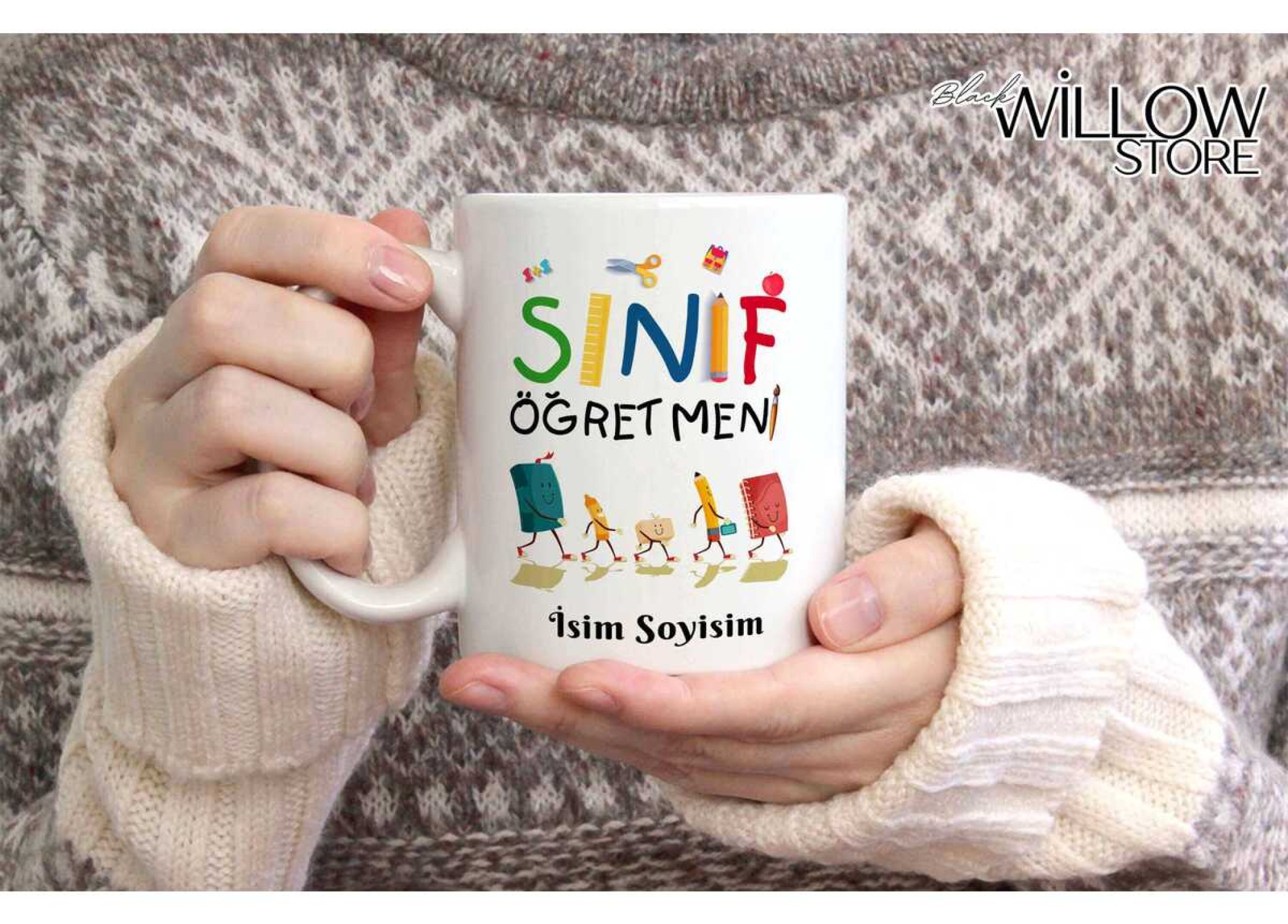 SINIF ÖĞRETMENİ TEMALI KİŞİYE ÖZEL SERAMİK KUPA BARDAK-5