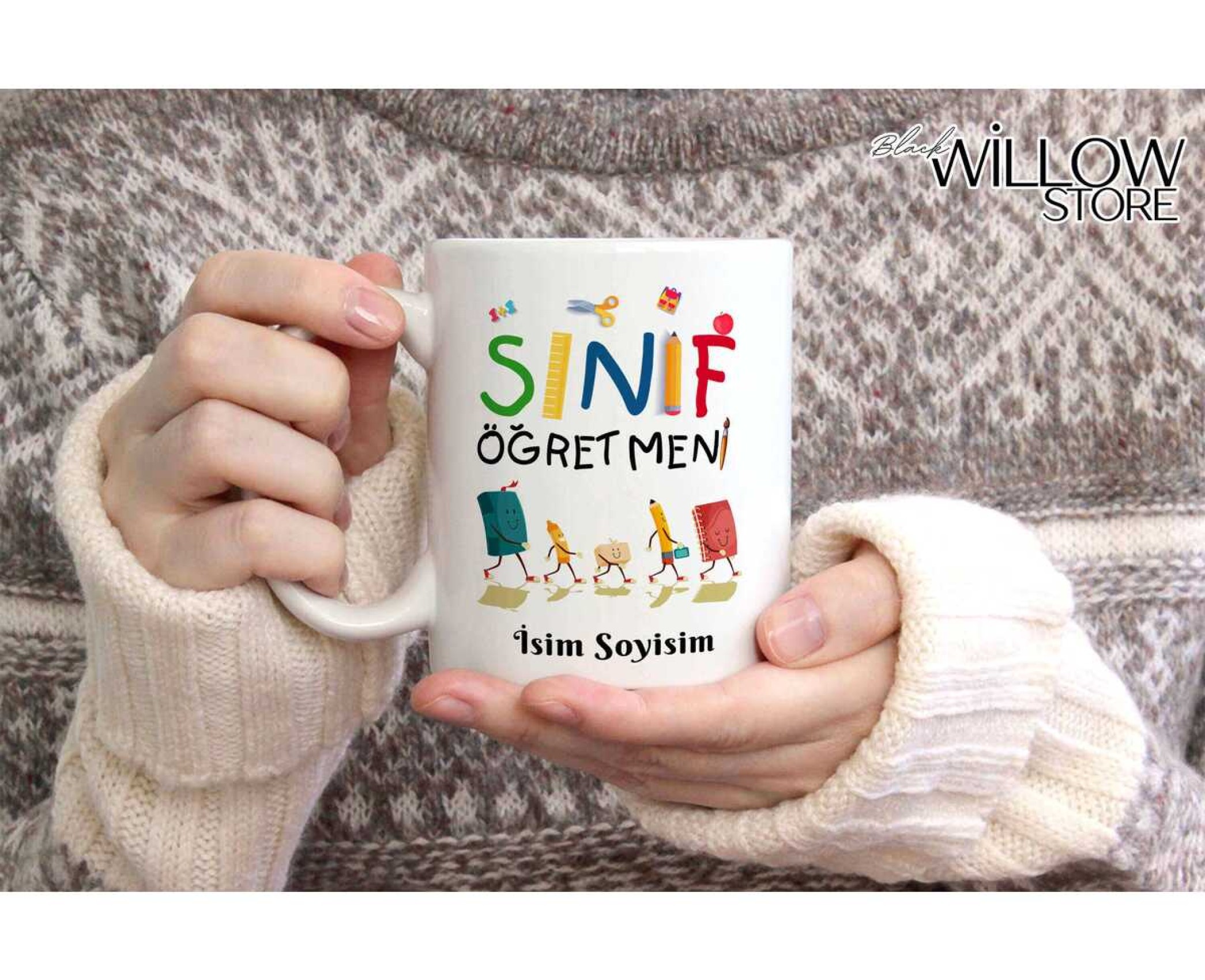 SINIF ÖĞRETMENİ TEMALI KİŞİYE ÖZEL SERAMİK KUPA BARDAK-5