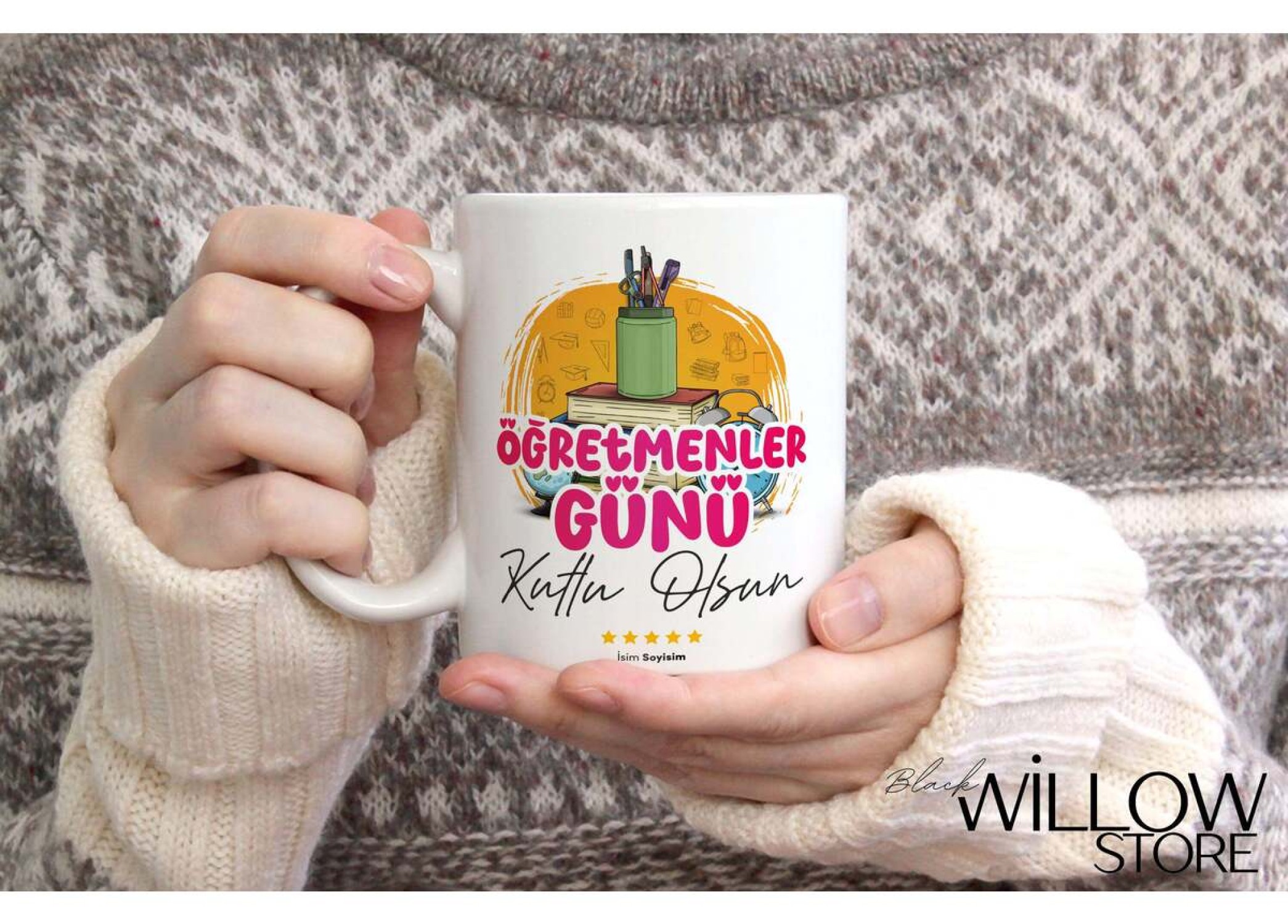 ÖĞRETMENLER GÜNÜ TEMALI KİŞİYE ÖZEL SERAMİK KUPA BARDAK