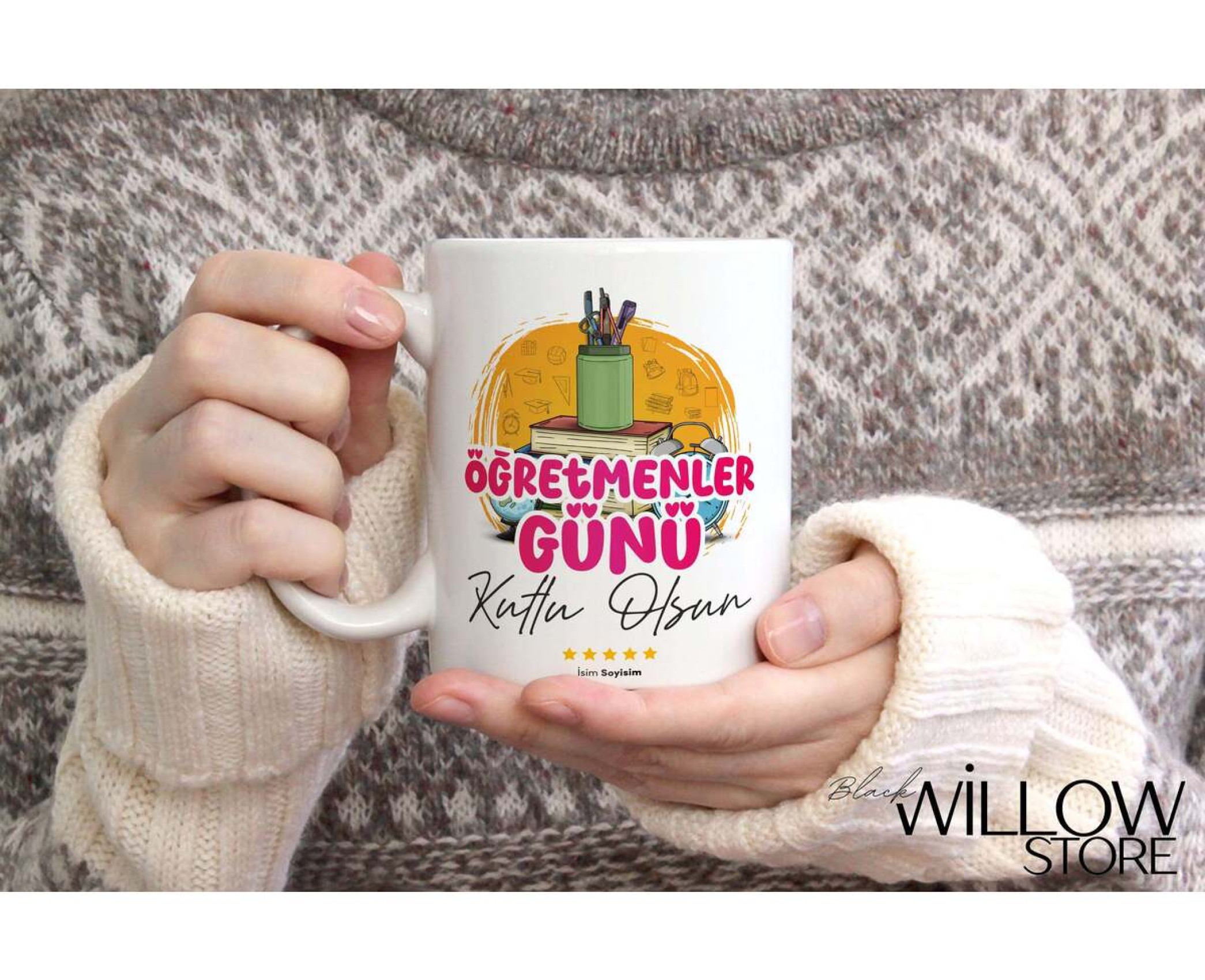 ÖĞRETMENLER GÜNÜ TEMALI KİŞİYE ÖZEL SERAMİK KUPA BARDAK
