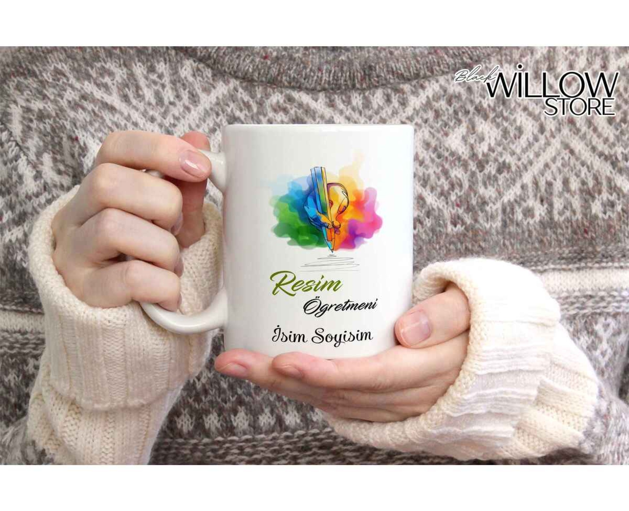 RESİM ÖĞRETMENİ TEMALI KİŞİYE ÖZEL SERAMİK KUPA BARDAK