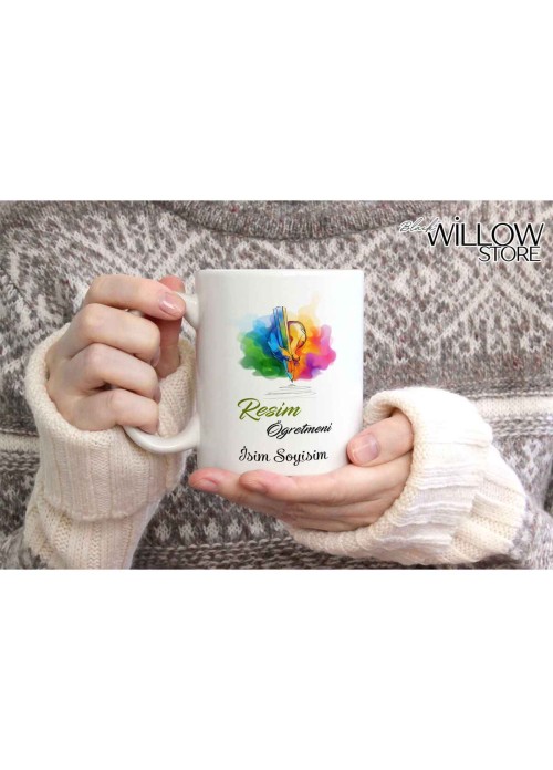 RESİM ÖĞRETMENİ TEMALI KİŞİYE ÖZEL SERAMİK KUPA BARDAK