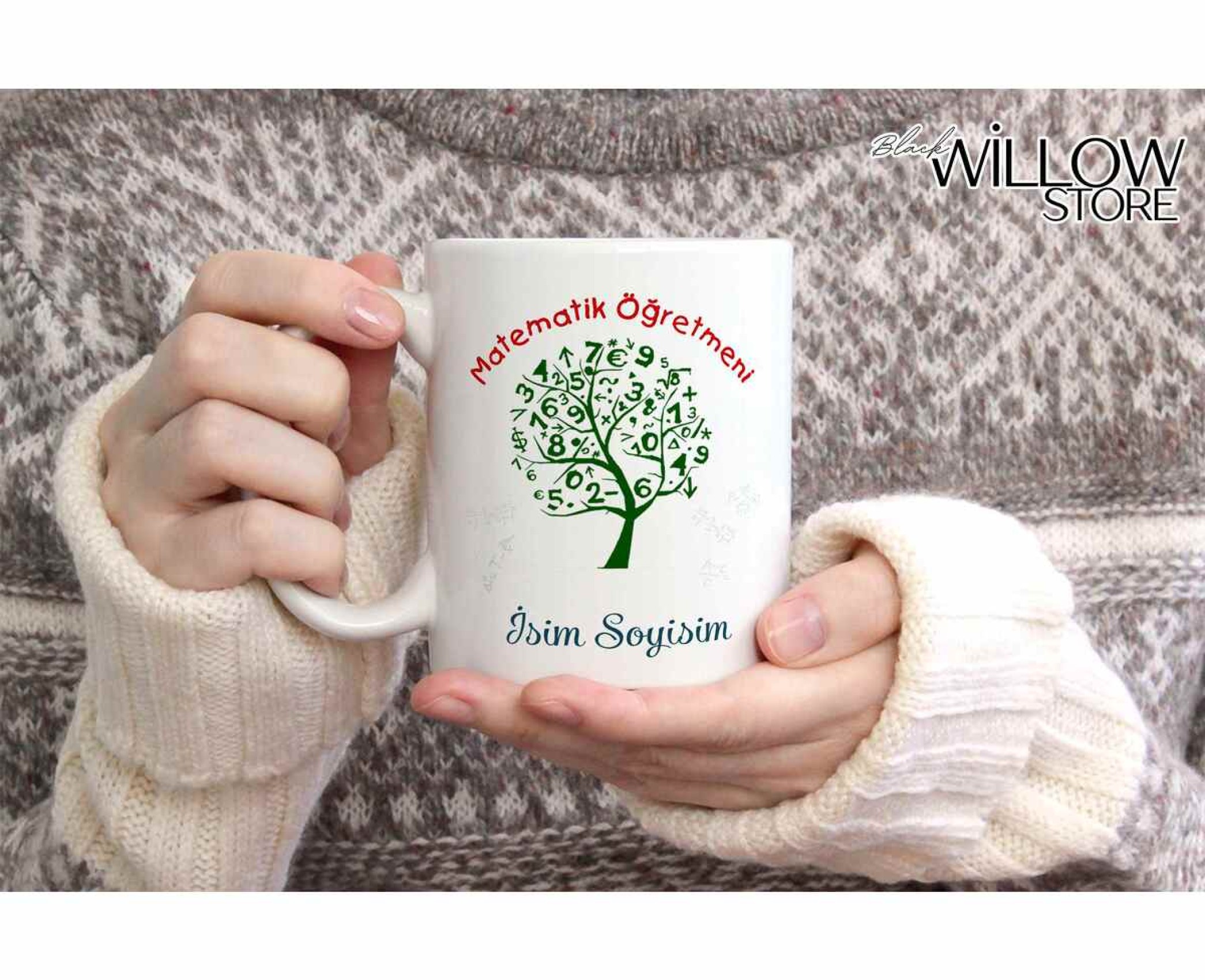 MATEMATİK ÖĞRETMEN TEMALI KİŞİYE ÖZEL SERAMİK KUPA BARDAK