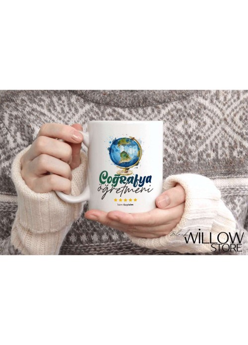 COĞRAFYA ÖĞRETMENİ TEMALI KİŞİYE ÖZEL SERAMİK KUPA BARDAK