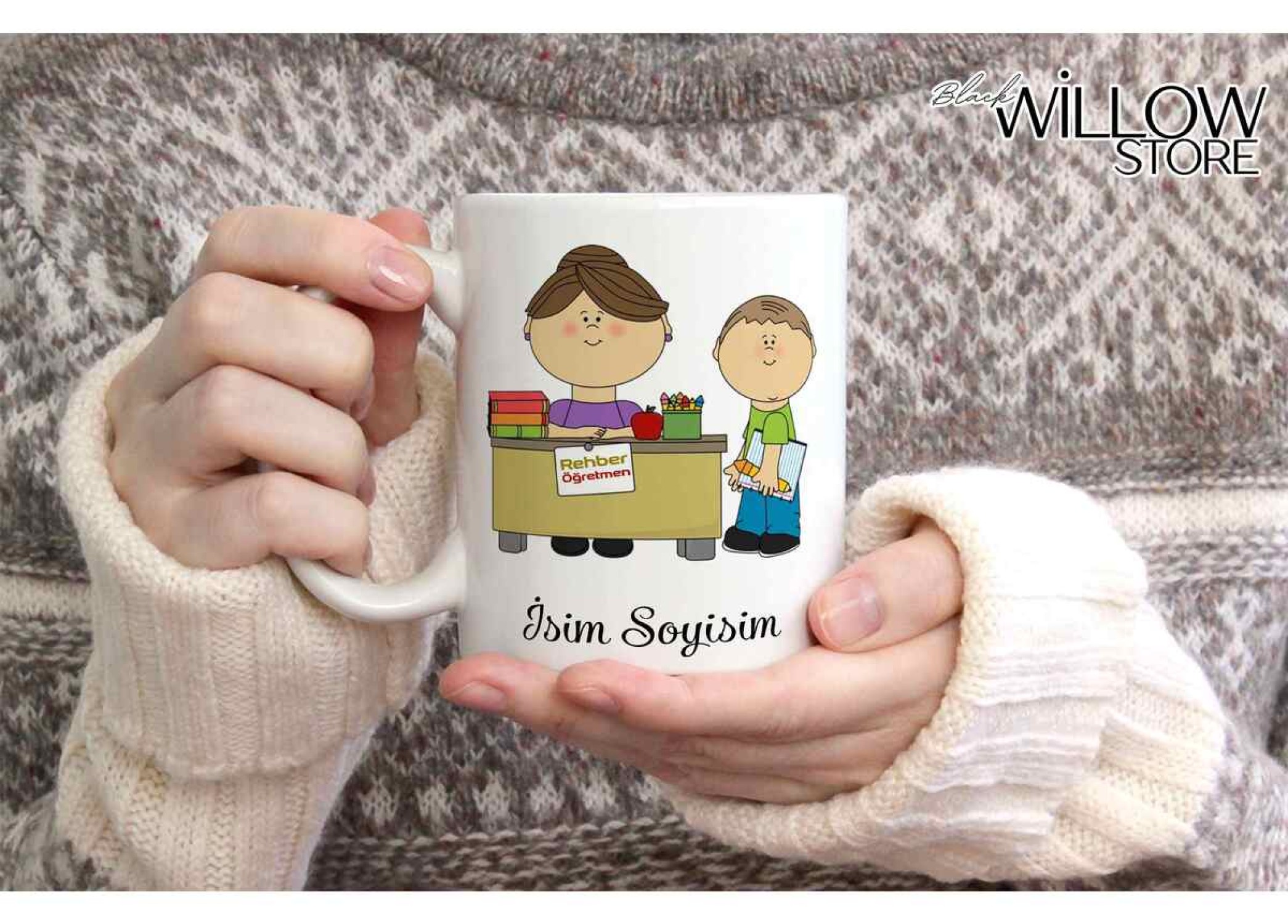 OKUL ÖNCESİ ÖĞRETMENİ TEMALI KİŞİYE ÖZEL SERAMİK KUPA BARDAK