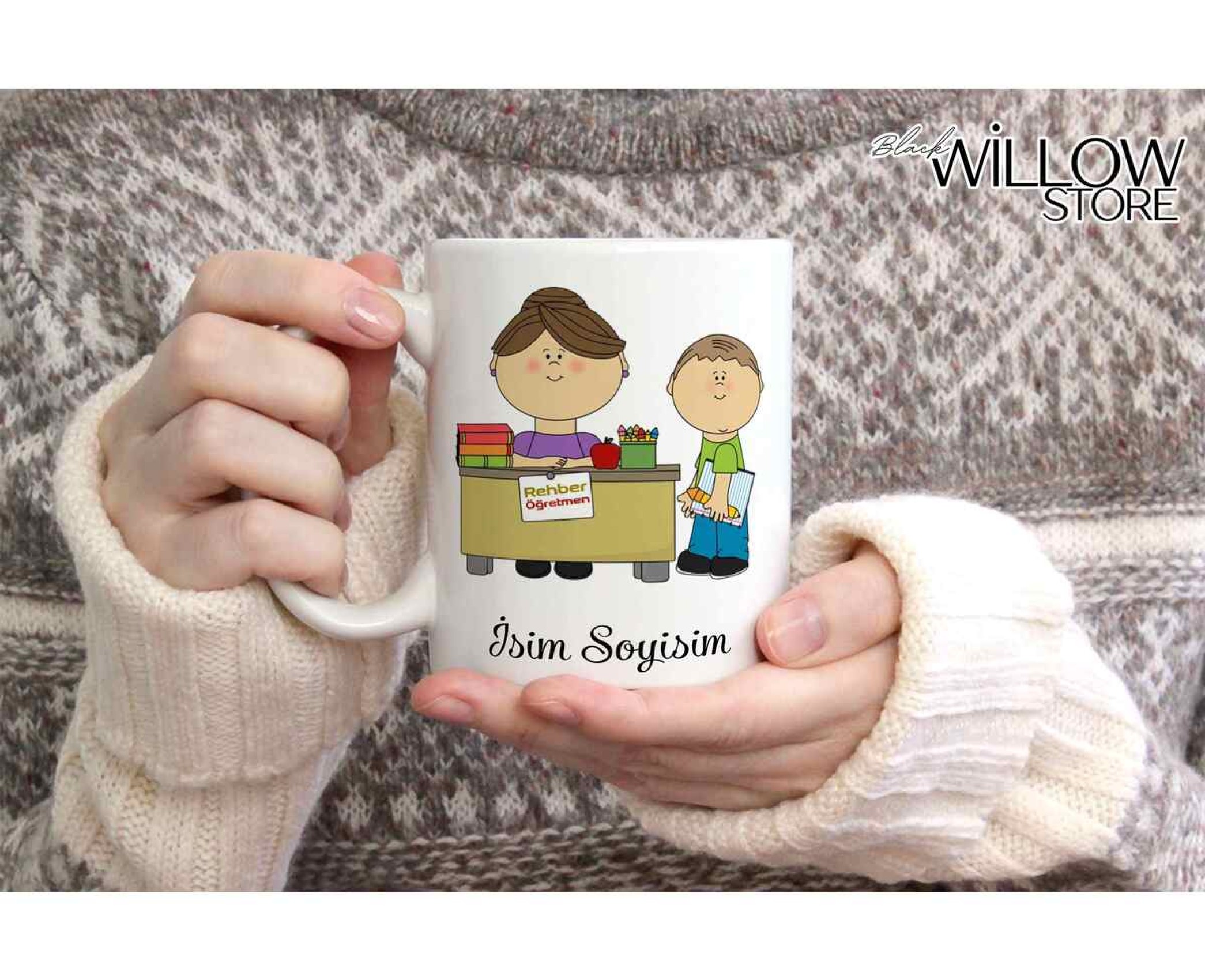 OKUL ÖNCESİ ÖĞRETMENİ TEMALI KİŞİYE ÖZEL SERAMİK KUPA BARDAK