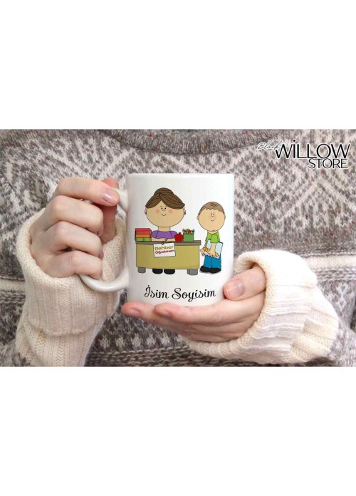 OKUL ÖNCESİ ÖĞRETMENİ TEMALI KİŞİYE ÖZEL SERAMİK KUPA BARDAK