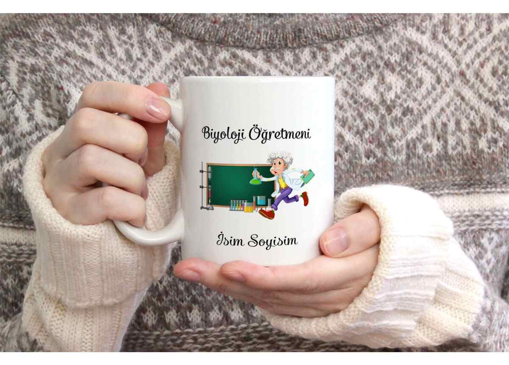 BİYOLOJİ ÖĞRETMENİ TEMALI KİŞİYE ÖZEL SERAMİK KUPA BARDAK