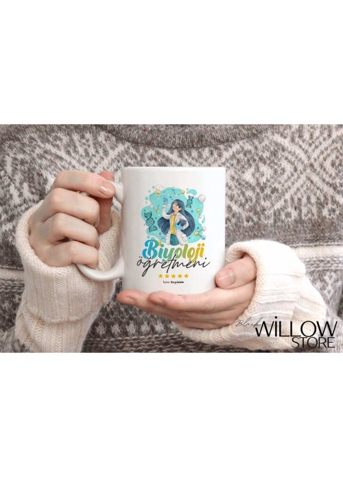 BİYOLOJİ ÖĞRETMENİ TEMALI KİŞİYE ÖZEL SERAMİK KUPA BARDAK