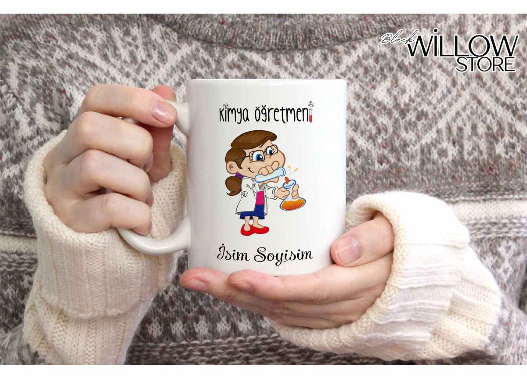 KİMYA ÖĞRETMENİ TEMALI KİŞİYE ÖZEL SERAMİK KUPA BARDAK