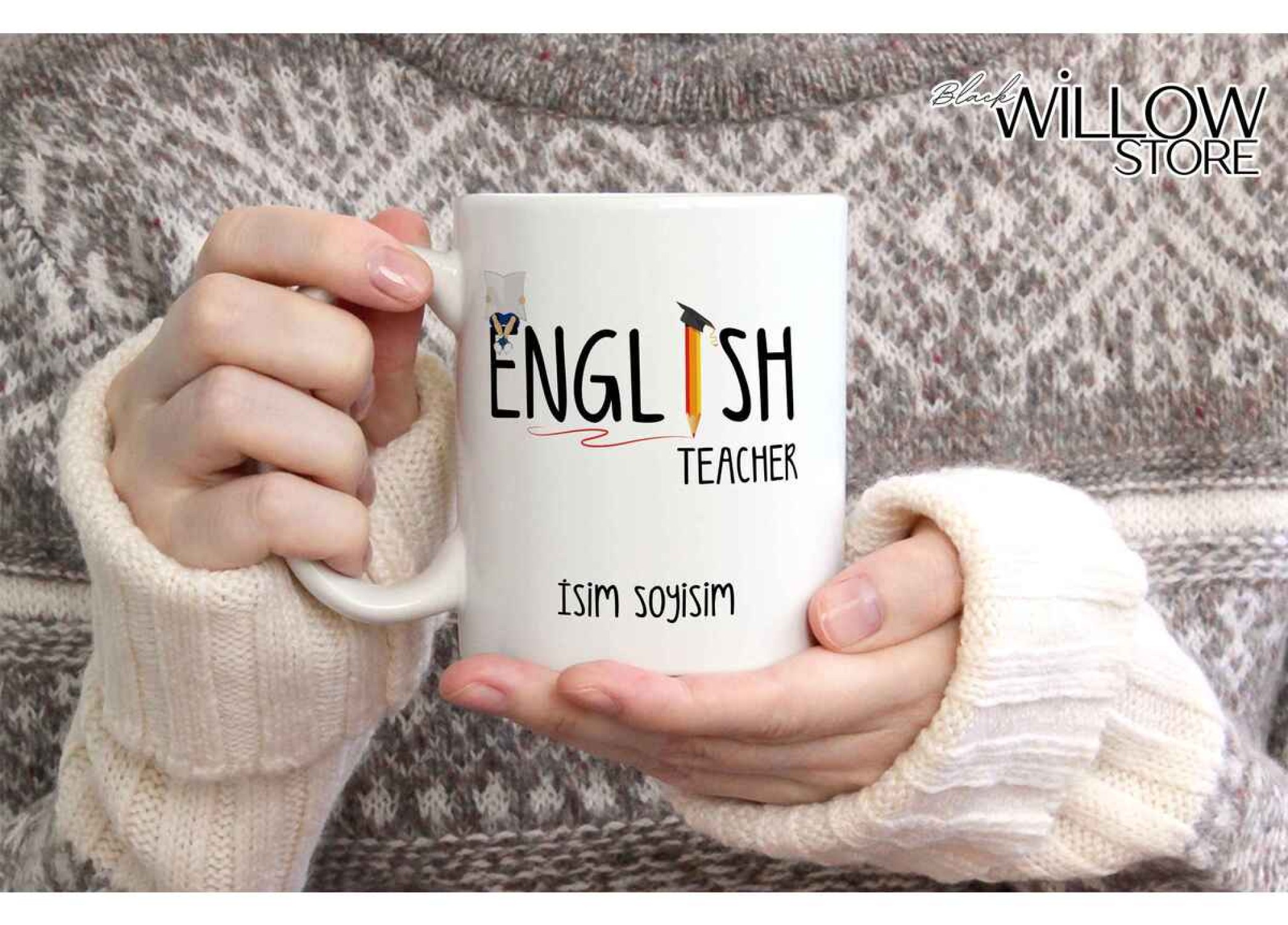 İNGİLİZCE ÖĞRETMENİ TEMALI KİŞİYE ÖZEL SERAMİK KUPA BARDAK