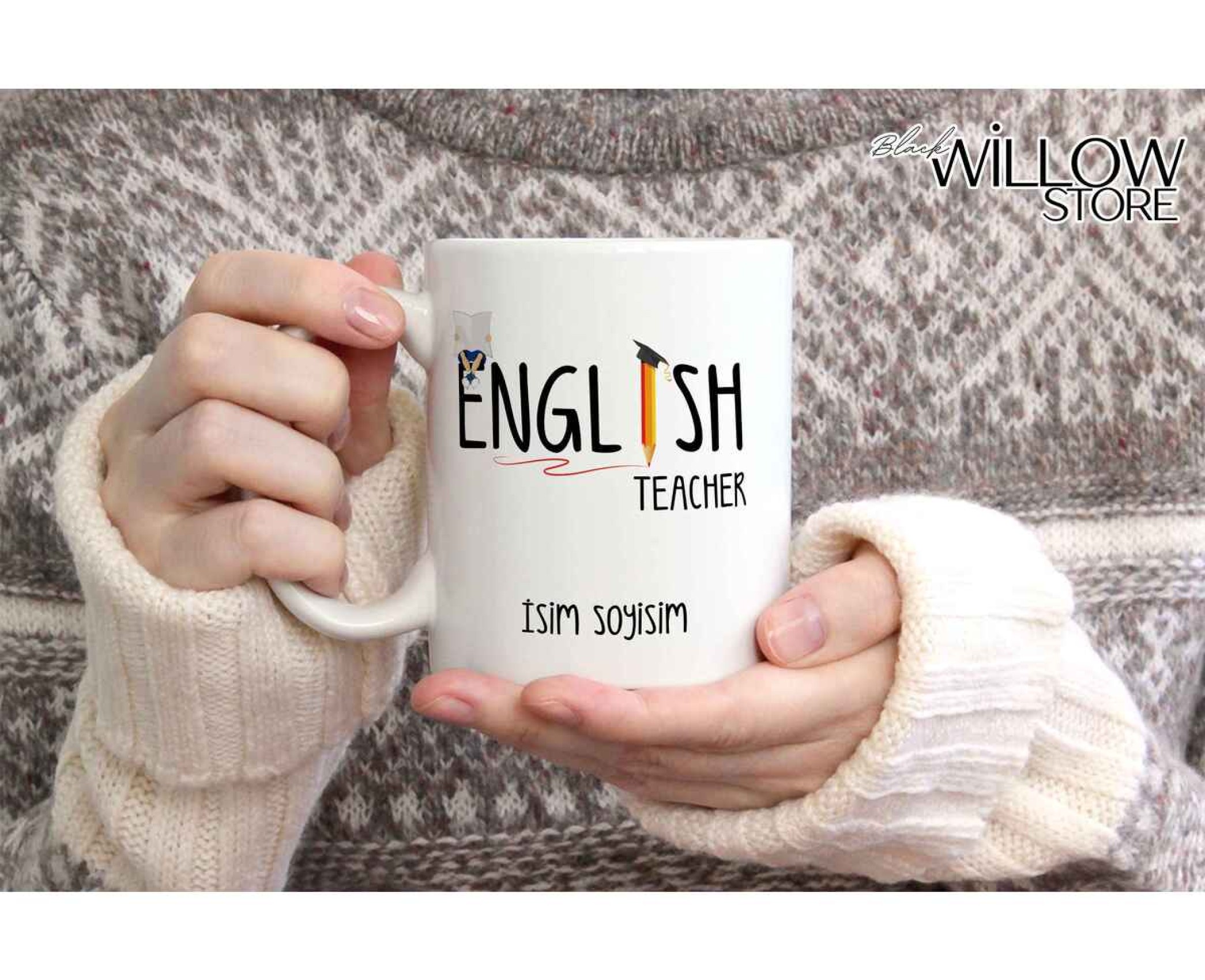 İNGİLİZCE ÖĞRETMENİ TEMALI KİŞİYE ÖZEL SERAMİK KUPA BARDAK