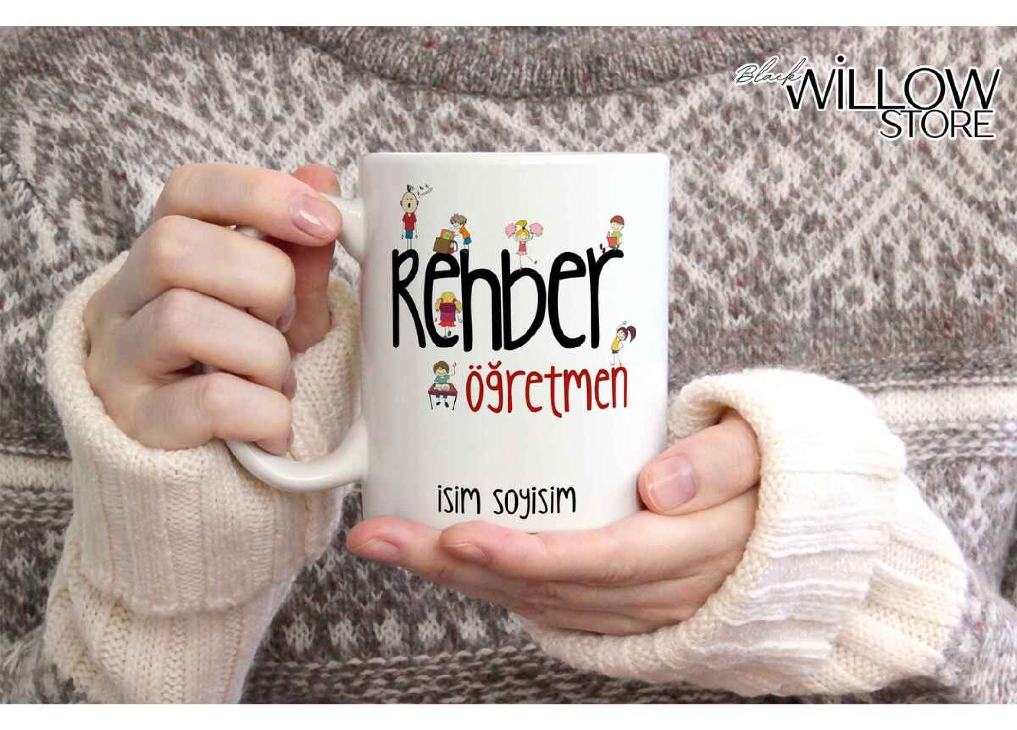 REHBER ÖĞRETMENİ TEMALI KİŞİYE ÖZEL SERAMİK KUPA BARDAK