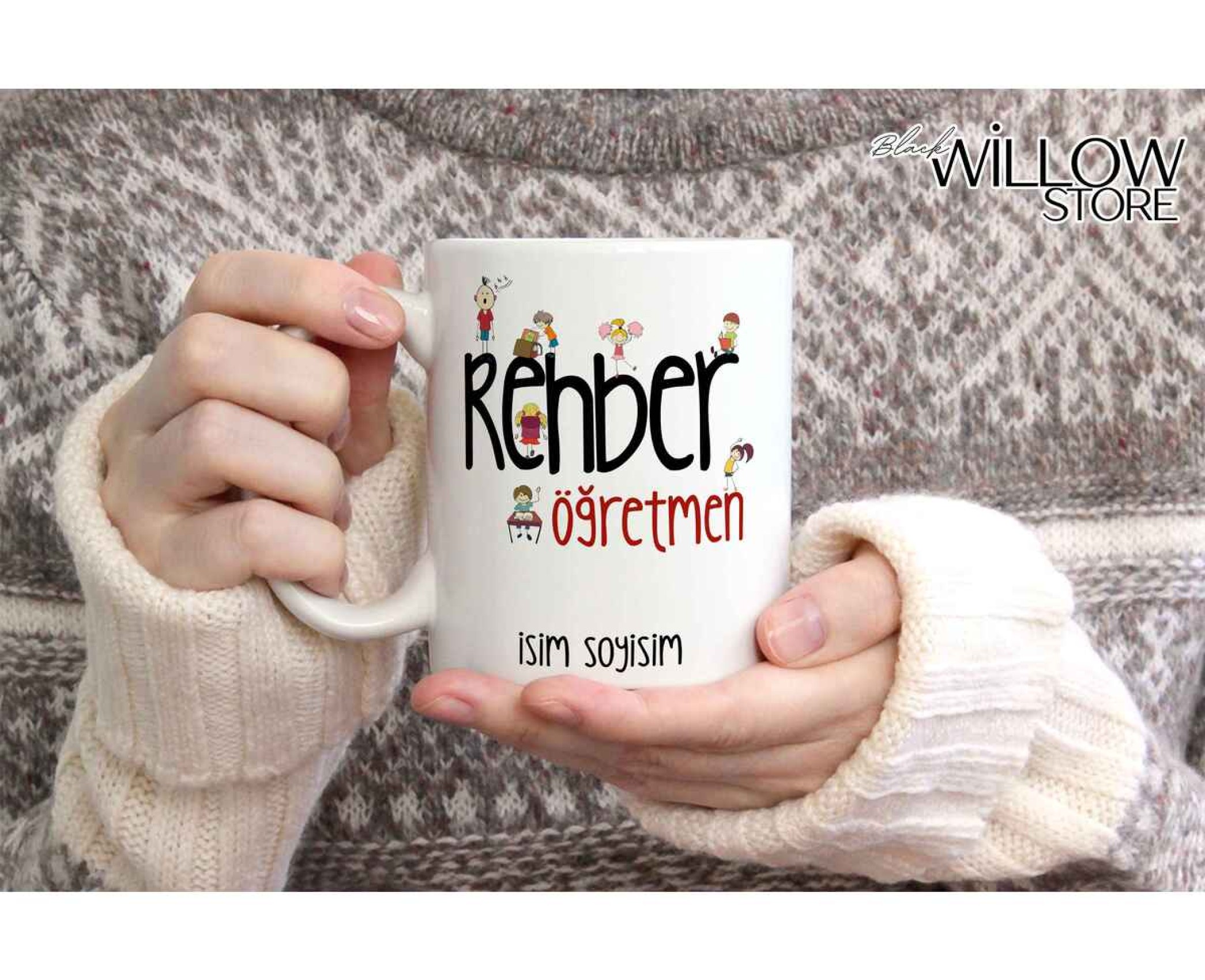 REHBER ÖĞRETMENİ TEMALI KİŞİYE ÖZEL SERAMİK KUPA BARDAK