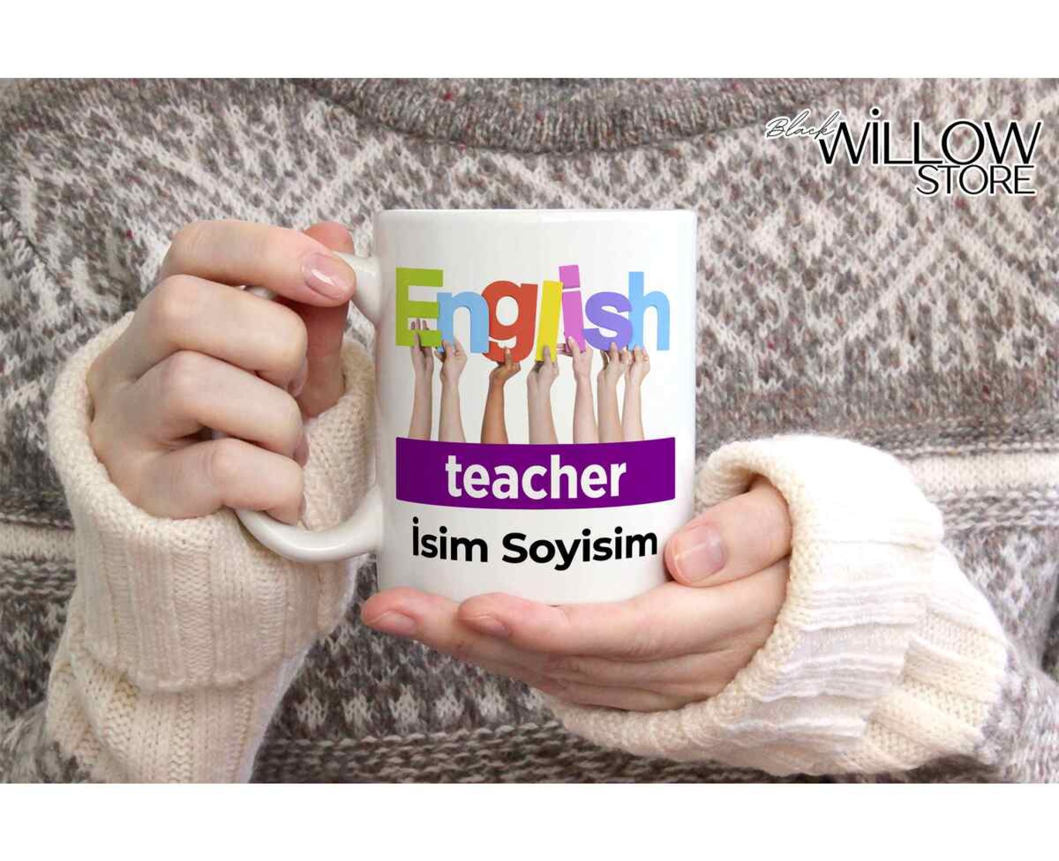 İNGİLİZCE ÖĞRETMENİ TEMALI KİŞİYE ÖZEL SERAMİK KUPA BARDAK