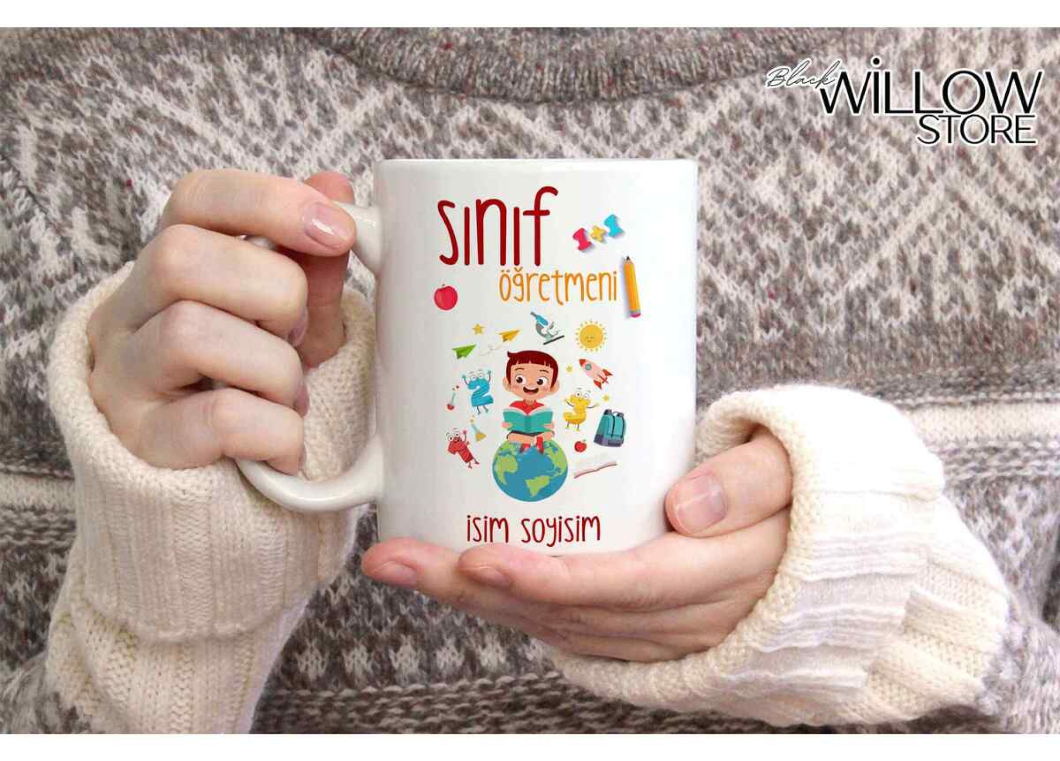 SINIF ÖĞRETMENİ TEMALI KİŞİYE ÖZEL SERAMİK KUPA BARDAK-9