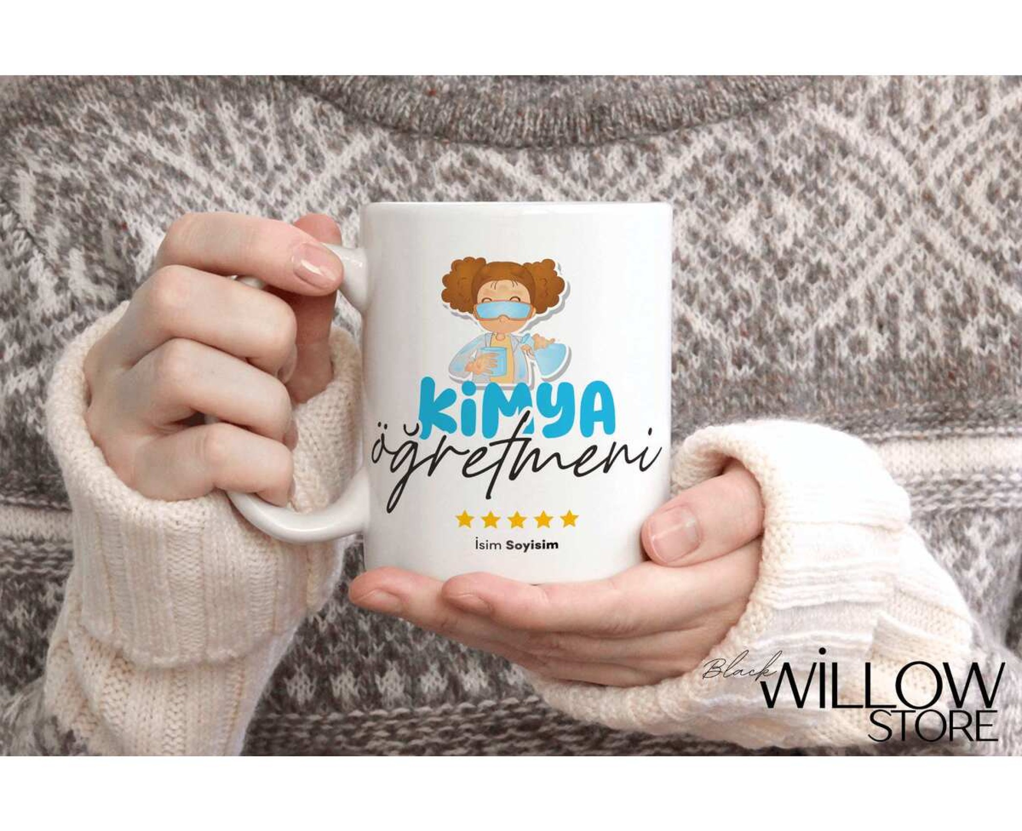 KİMYA ÖĞRETMENİ TEMALI KİŞİYE ÖZEL SERAMİK KUPA BARDAK