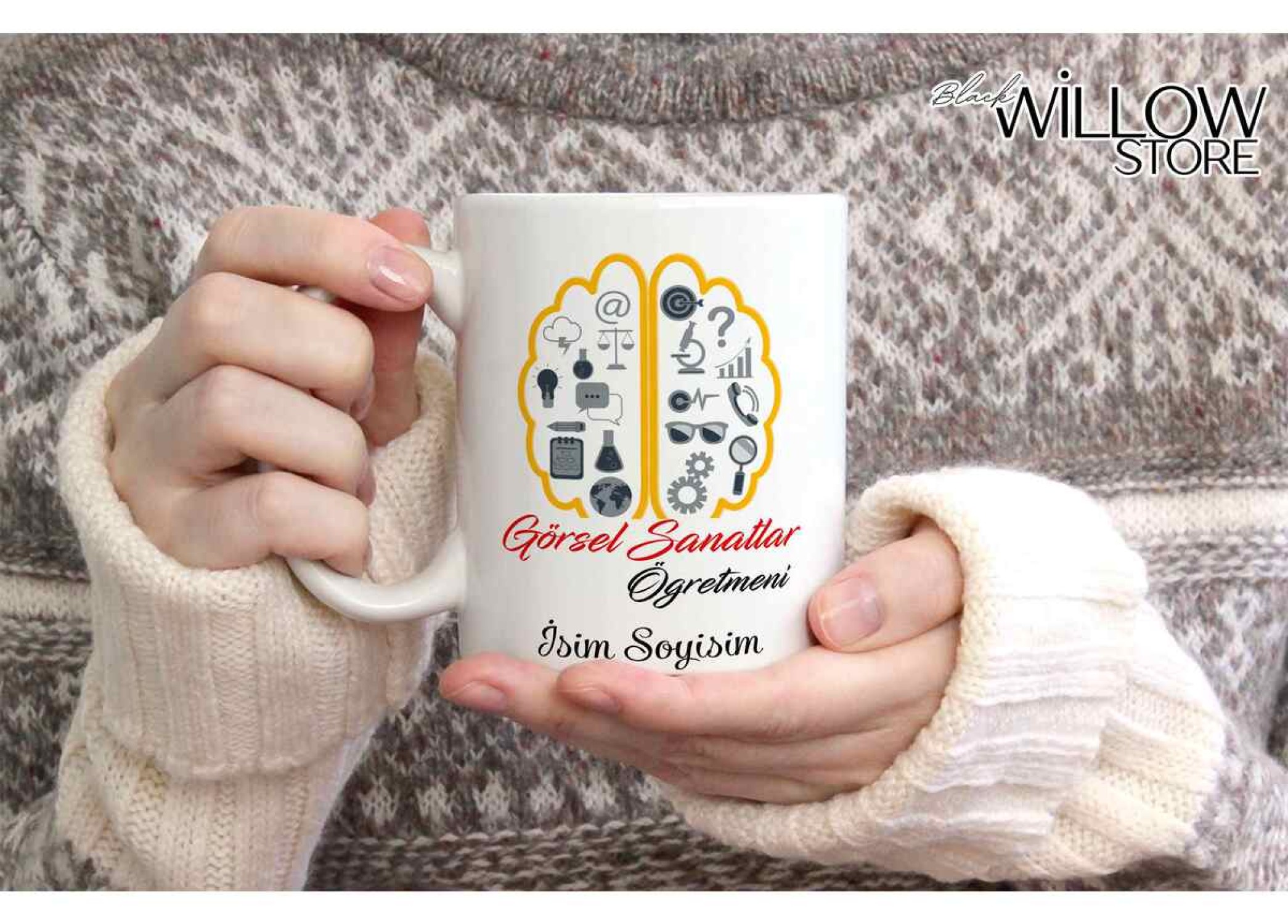 GÖRSEL SANATLAR ÖĞRETMEN TEMALI KİŞİYE ÖZEL SERAMİK KUPA BARDAK