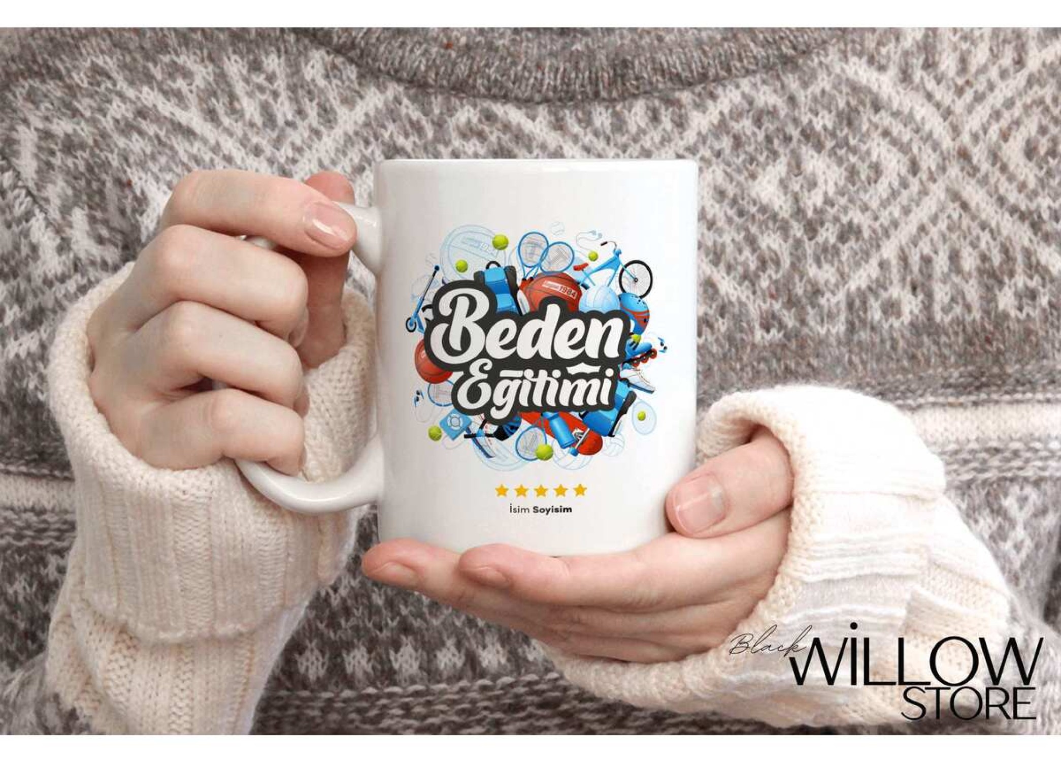 BEDEN ÖĞRETMENİ TEMALI KİŞİYE ÖZEL SERAMİK KUPA BARDAK
