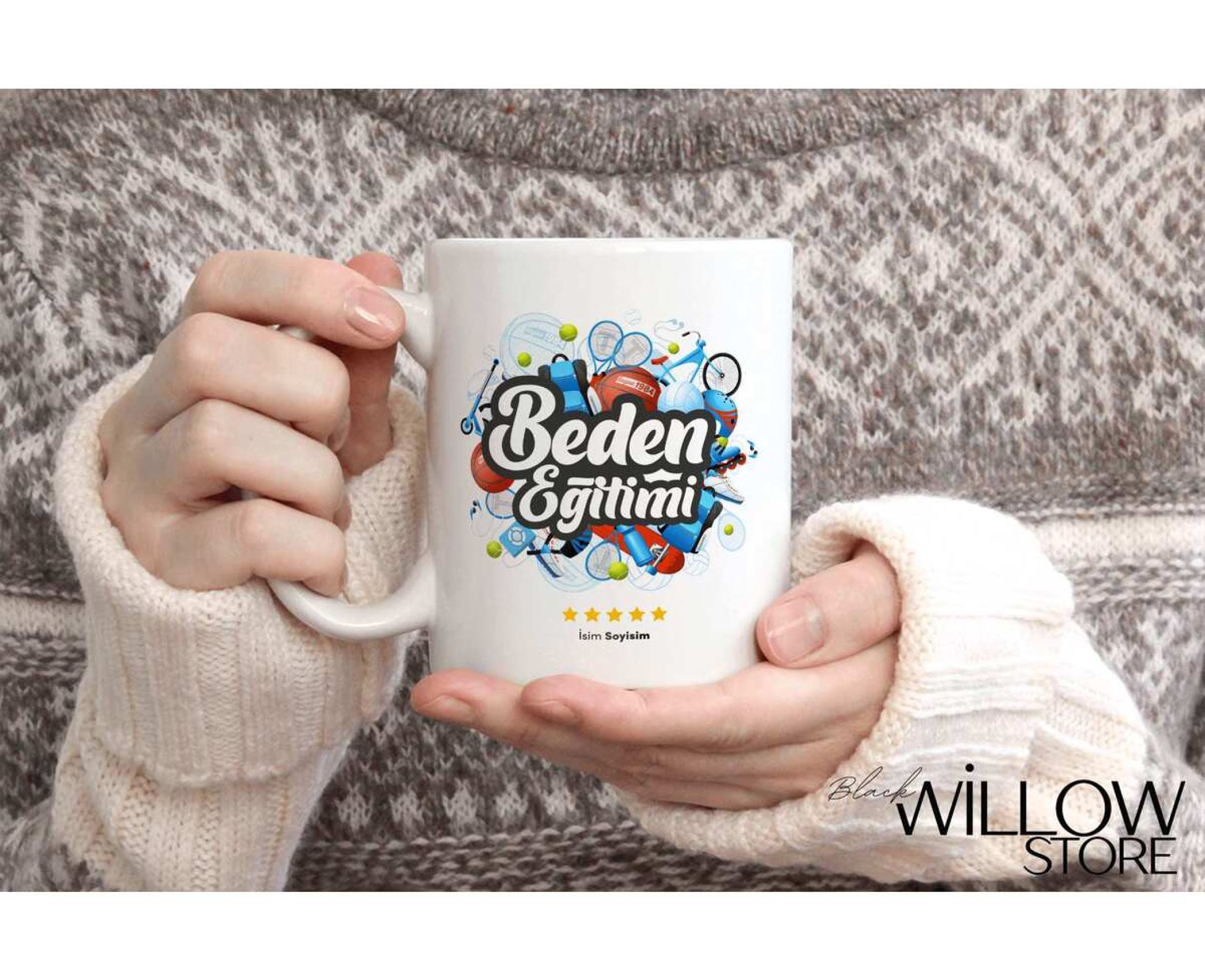 BEDEN ÖĞRETMENİ TEMALI KİŞİYE ÖZEL SERAMİK KUPA BARDAK
