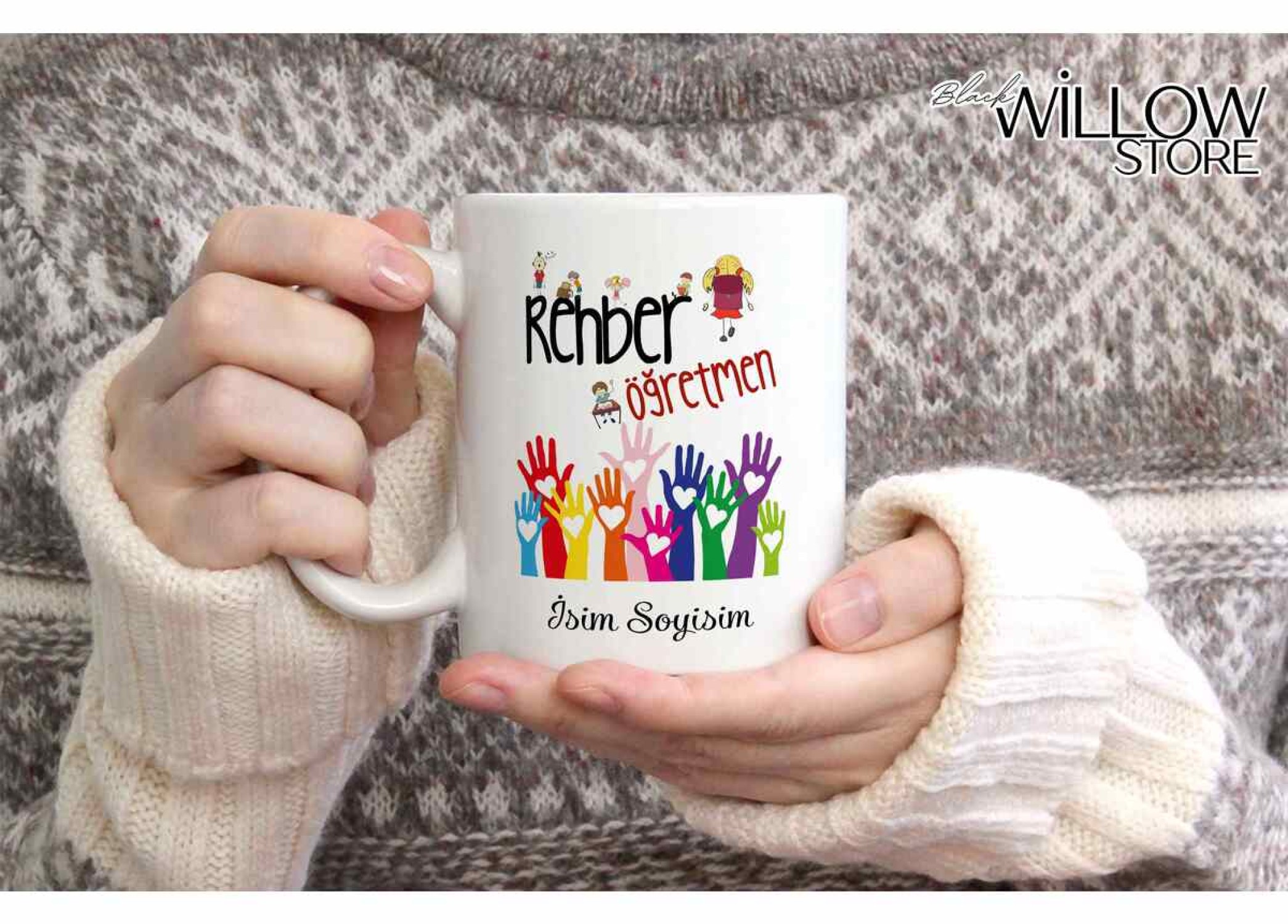 REHBER ÖĞRETMENİ TEMALI KİŞİYE ÖZEL SERAMİK KUPA BARDAK