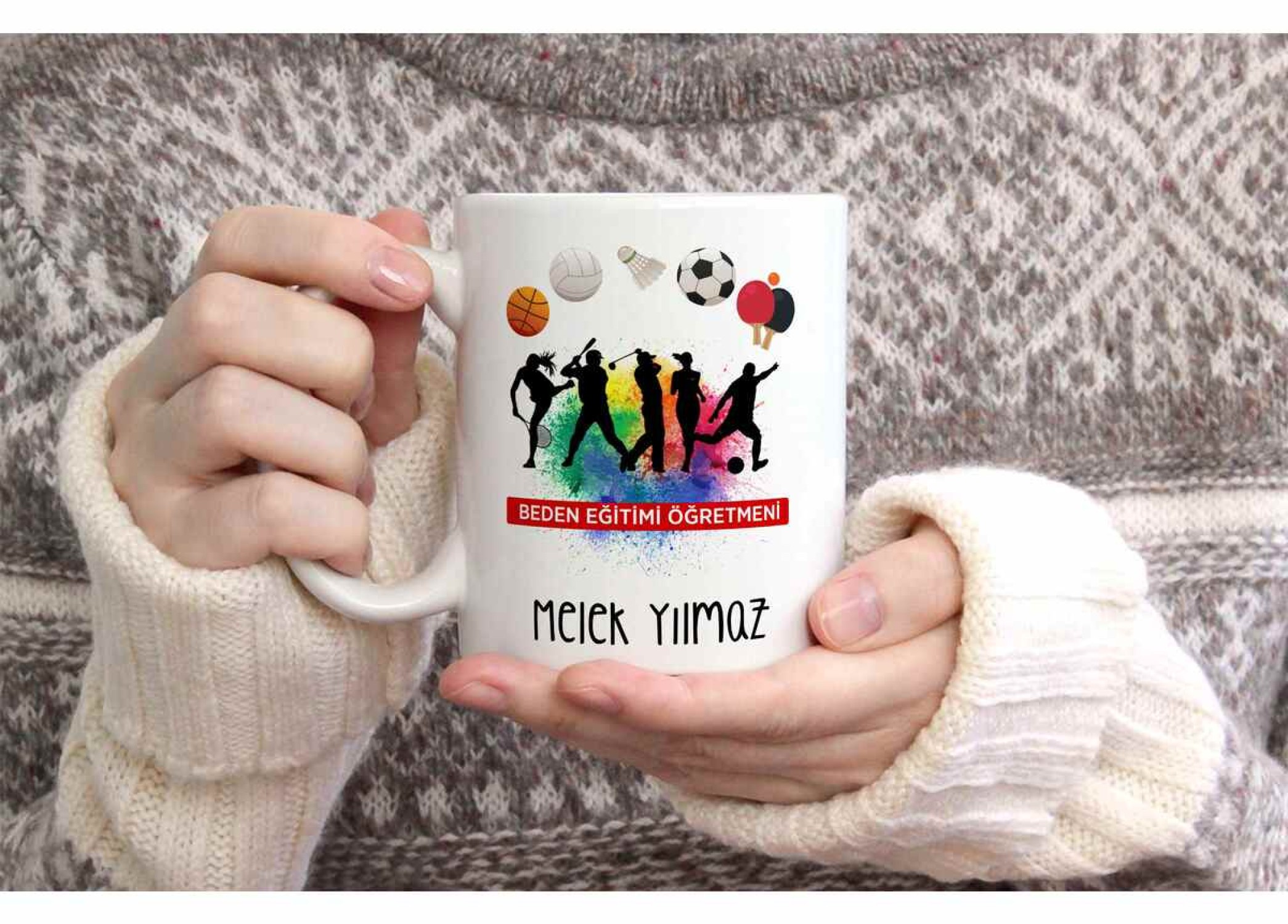 BEDEN ÖĞRETMENİ TEMALI KİŞİYE ÖZEL SERAMİK KUPA BARDAK