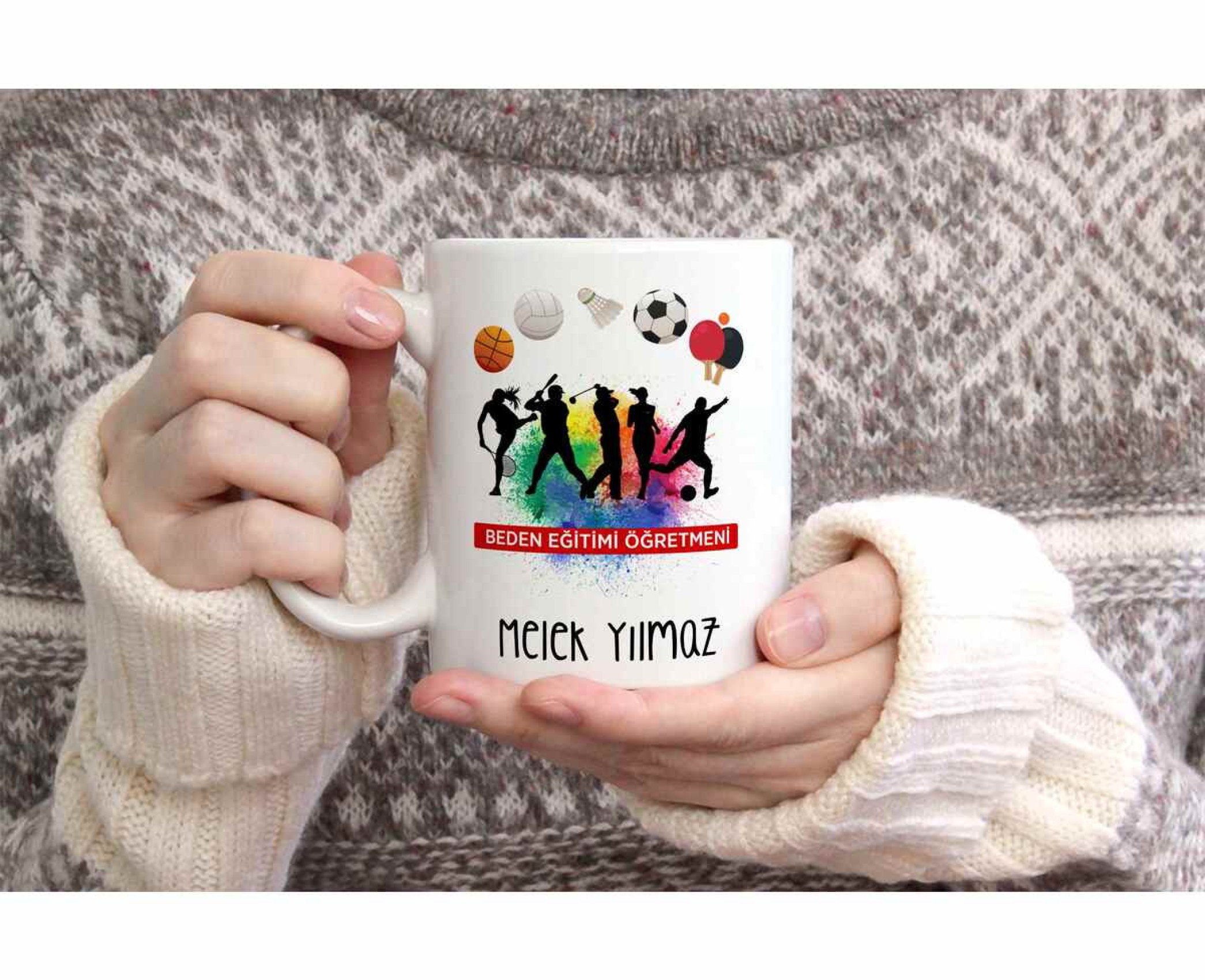 BEDEN ÖĞRETMENİ TEMALI KİŞİYE ÖZEL SERAMİK KUPA BARDAK