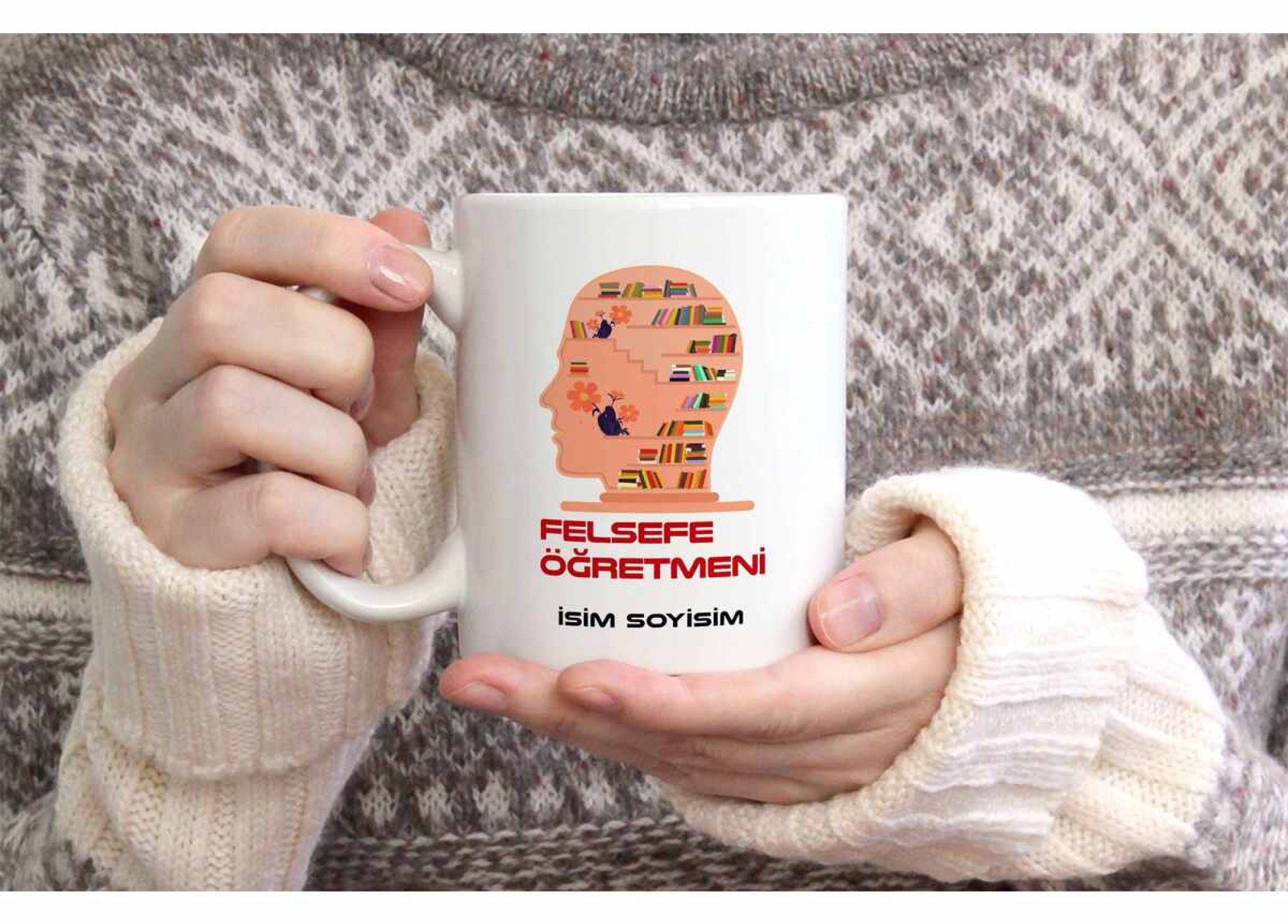 FELSEFE ÖĞRETMENİ TEMALI KİŞİYE ÖZEL SERAMİK KUPA BARDAK