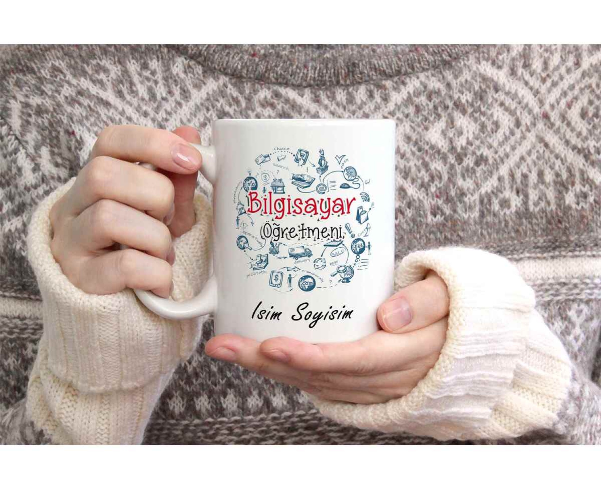BİLGİSAYAR ÖĞRETMENİ TEMALI KİŞİYE ÖZEL SERAMİK KUPA BARDAK