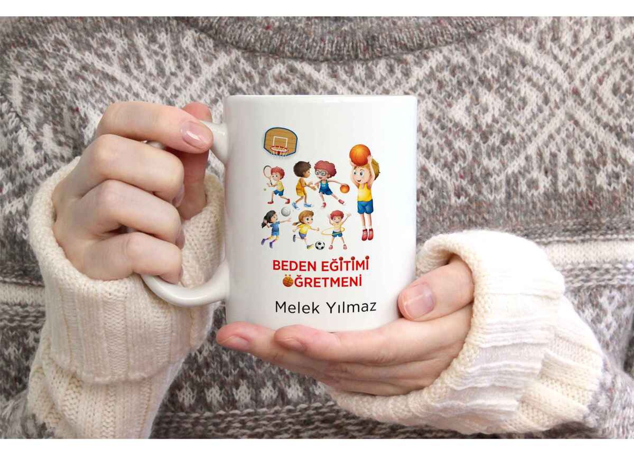 BEDEN ÖĞRETMENİ TEMALI KİŞİYE ÖZEL SERAMİK KUPA BARDAK