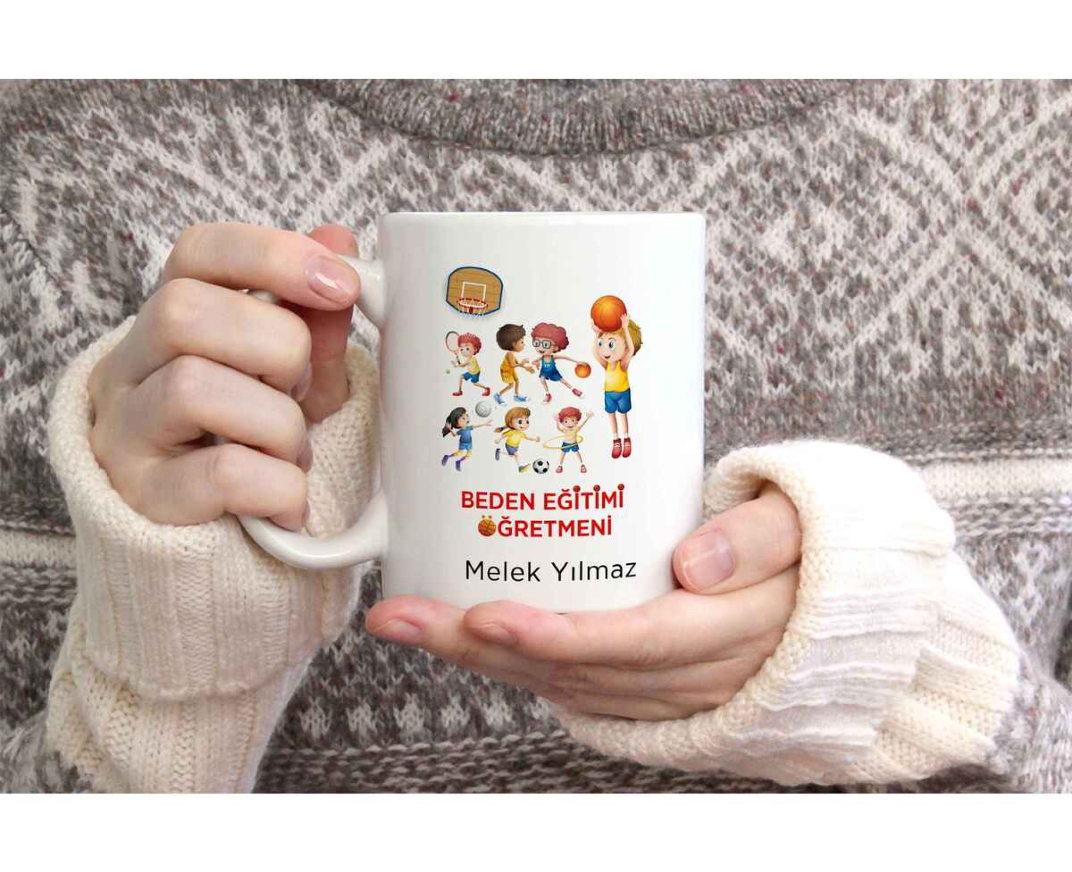 BEDEN ÖĞRETMENİ TEMALI KİŞİYE ÖZEL SERAMİK KUPA BARDAK