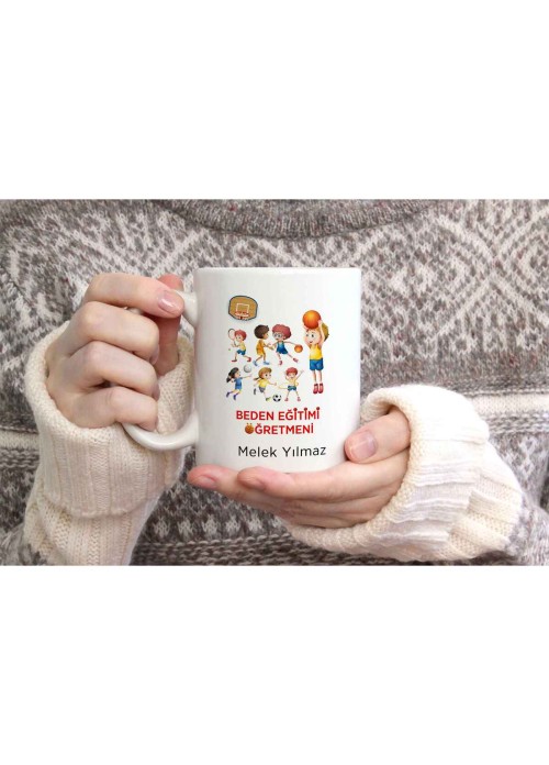 BEDEN ÖĞRETMENİ TEMALI KİŞİYE ÖZEL SERAMİK KUPA BARDAK