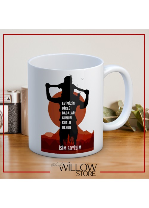 BABALAR GÜNÜ TEMALI İSİMLİ KİŞİYE ÖZEL SERAMİK KUPA BARDAK-20