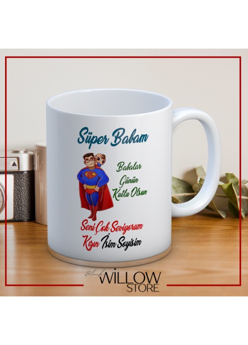 BABALAR GÜNÜ TEMALI İSİMLİ KİŞİYE ÖZEL SERAMİK KUPA BARDAK-75