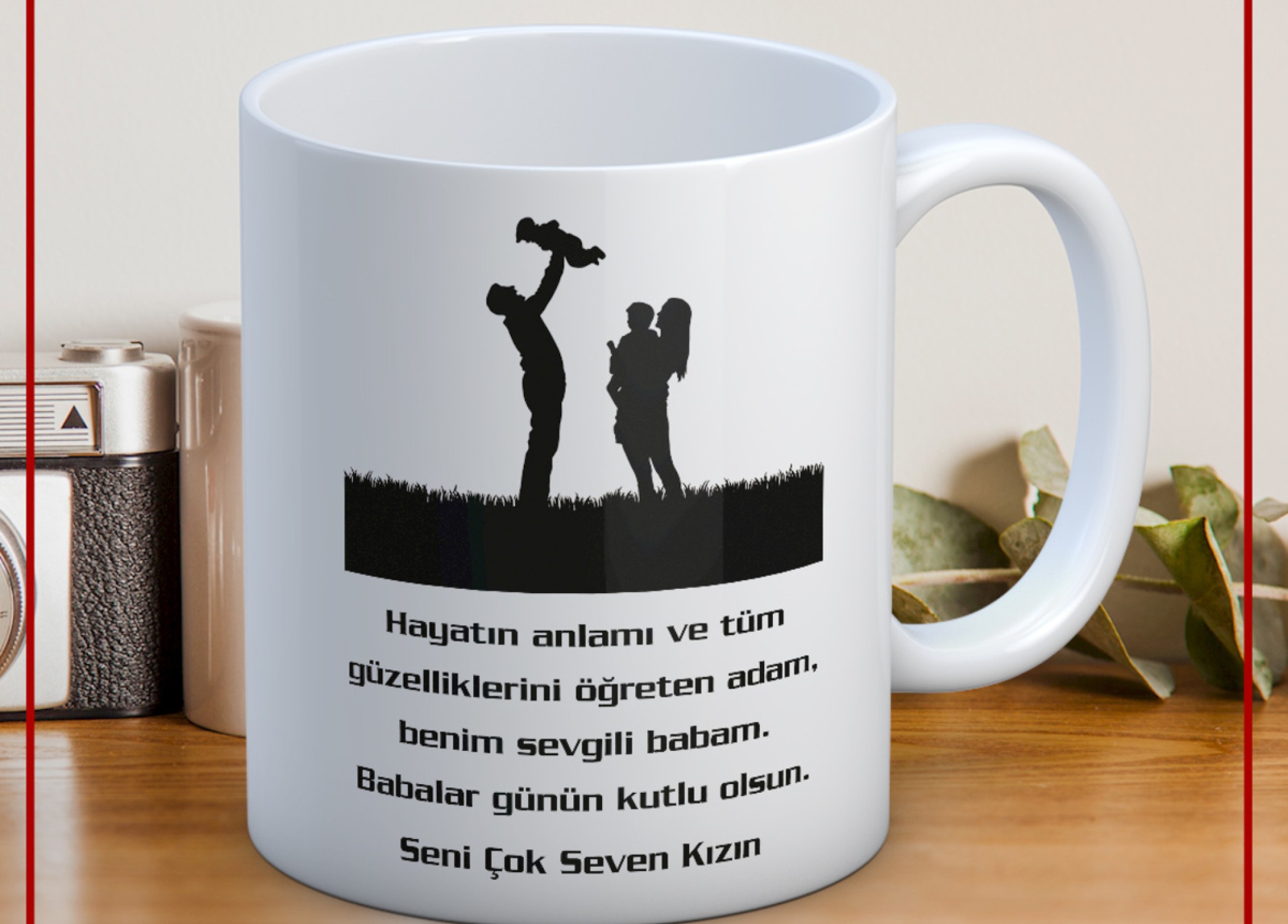 BABALAR GÜNÜ TEMALI İSİMLİ KİŞİYE ÖZEL SERAMİK KUPA BARDAK-29