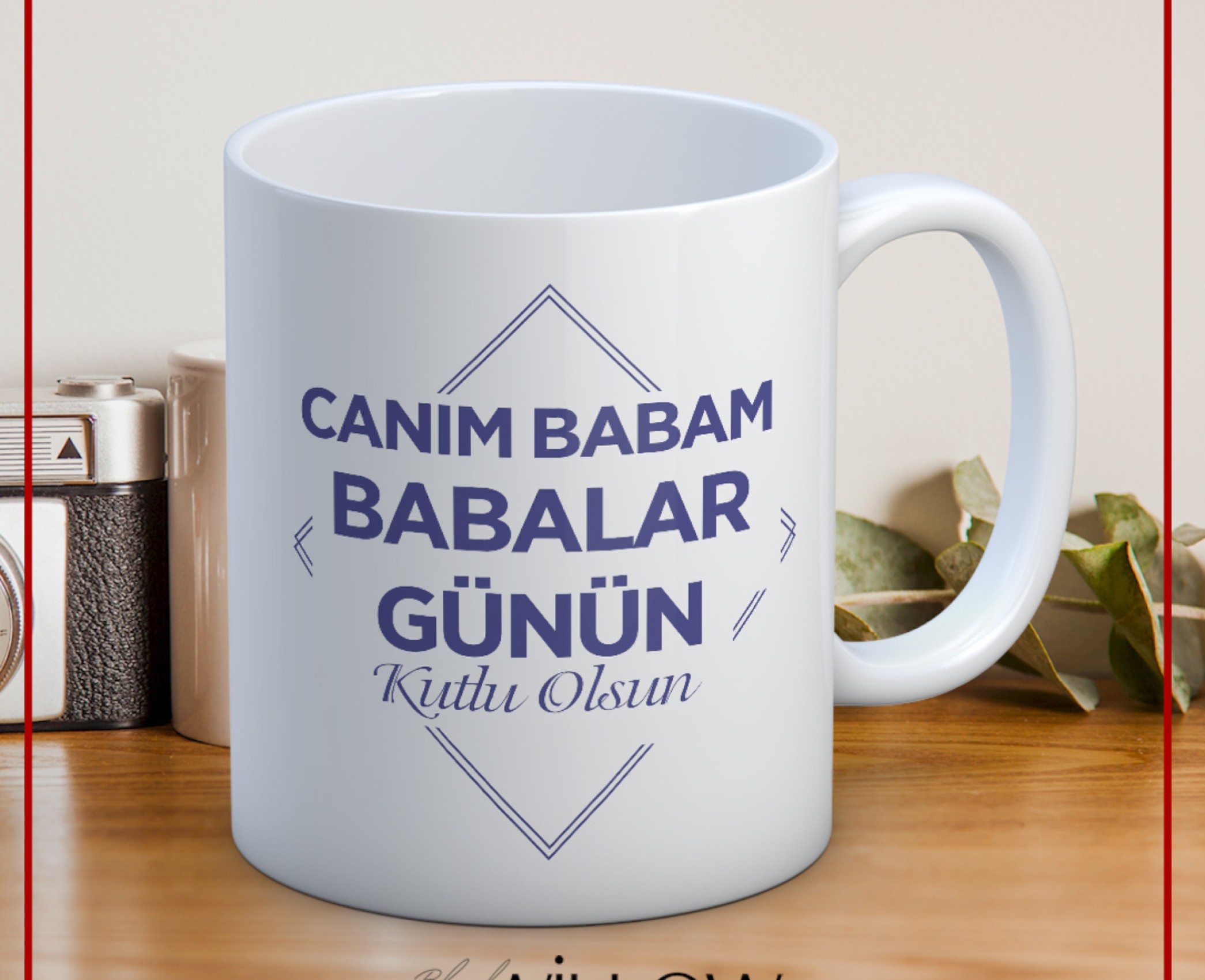 BABALAR GÜNÜ TEMALI İSİMLİ KİŞİYE ÖZEL SERAMİK KUPA BARDAK-42