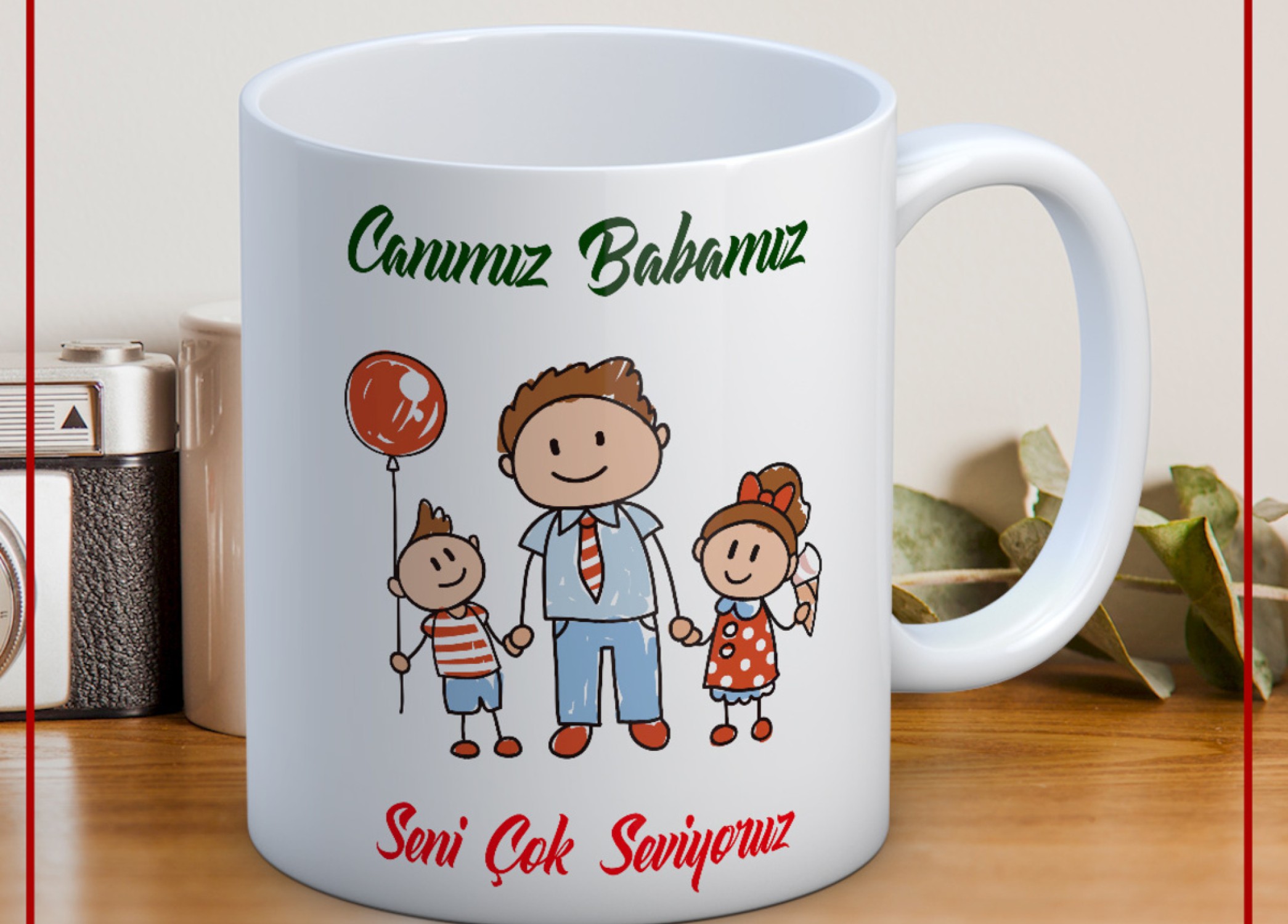 BABALAR GÜNÜ TEMALI İSİMLİ KİŞİYE ÖZEL SERAMİK KUPA BARDAK-8