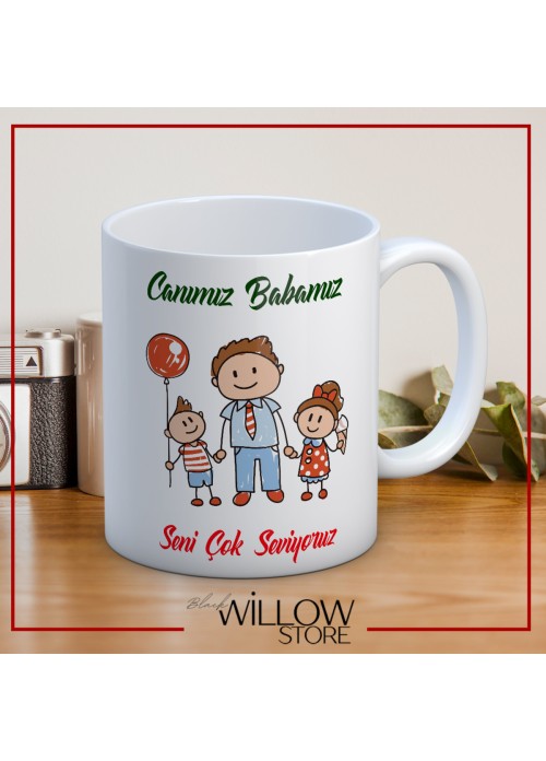BABALAR GÜNÜ TEMALI İSİMLİ KİŞİYE ÖZEL SERAMİK KUPA BARDAK-8