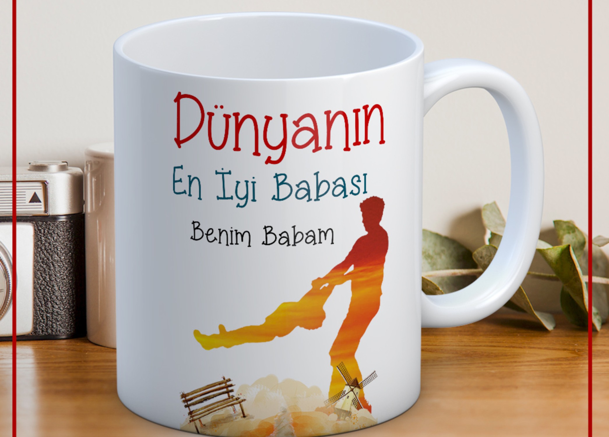 BABALAR GÜNÜ TEMALI İSİMLİ KİŞİYE ÖZEL SERAMİK KUPA BARDAK-16