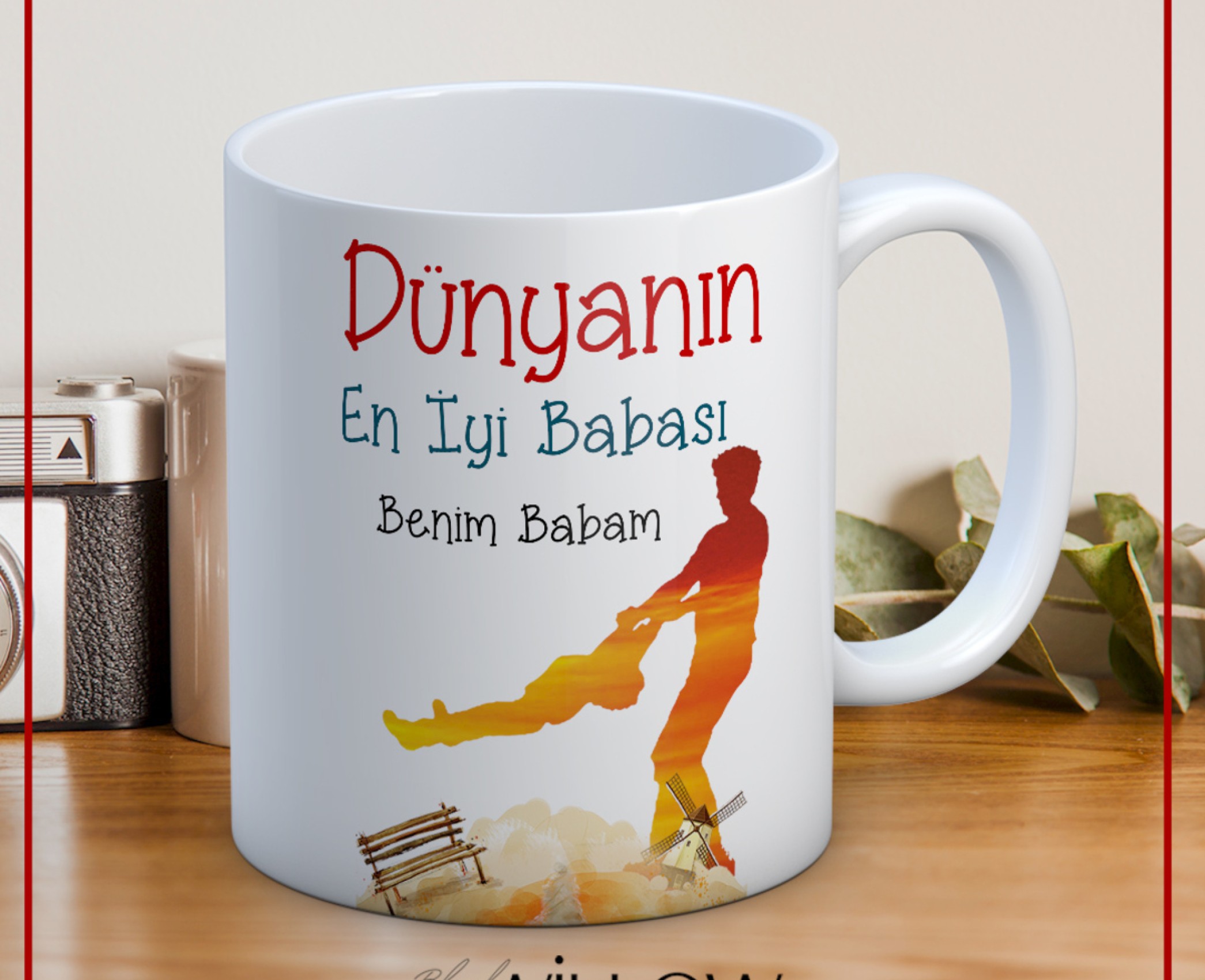 BABALAR GÜNÜ TEMALI İSİMLİ KİŞİYE ÖZEL SERAMİK KUPA BARDAK-16